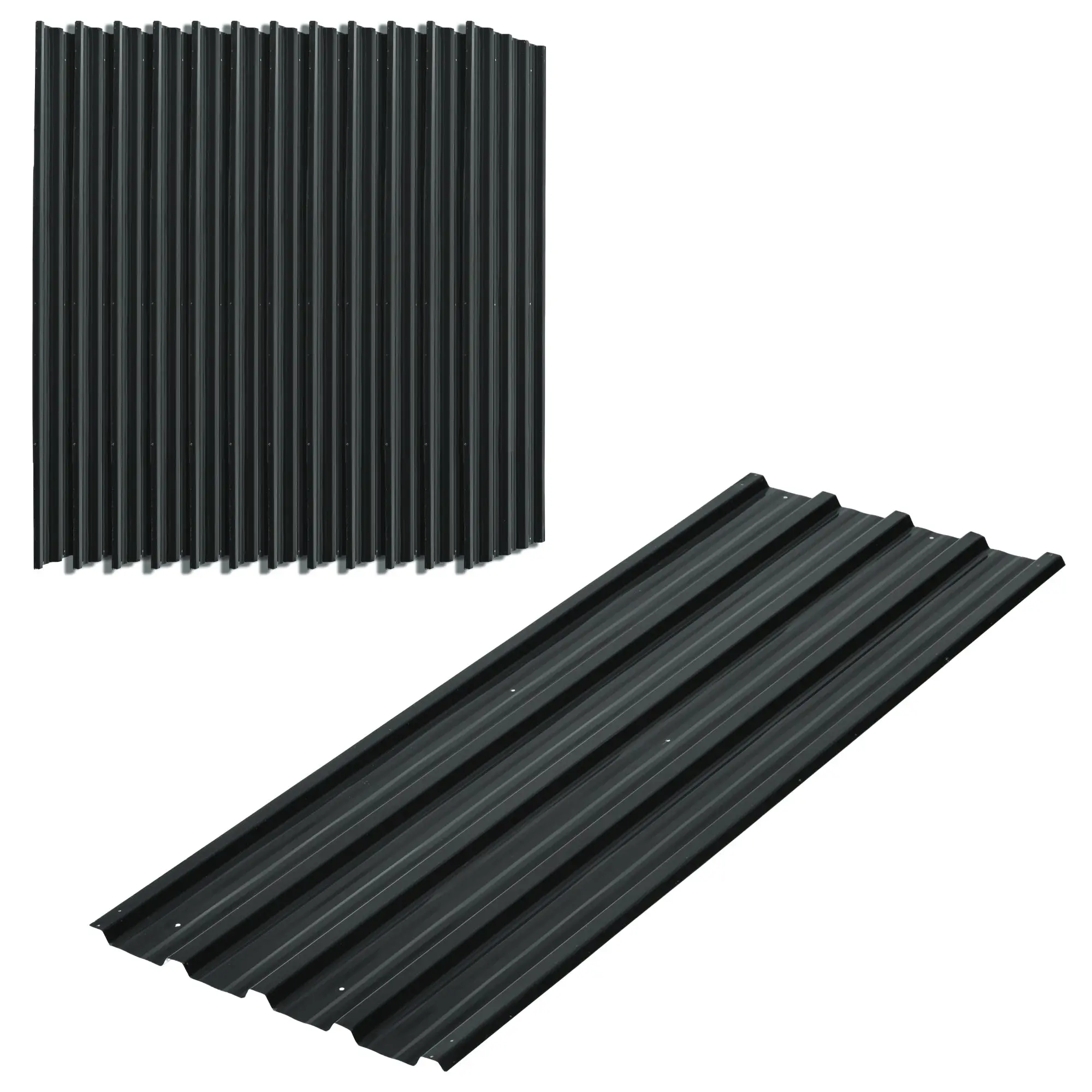 12 Pieces Trapezoidal Sheet 129x45cm 7m? Galvanized Roof Sheet 0.25 mm Weatherproof Profile Sheet Galvanized Steel Roof Panels Steel Sheet Corrugated Panels for Roof Tool Shed Carport Dark Grey