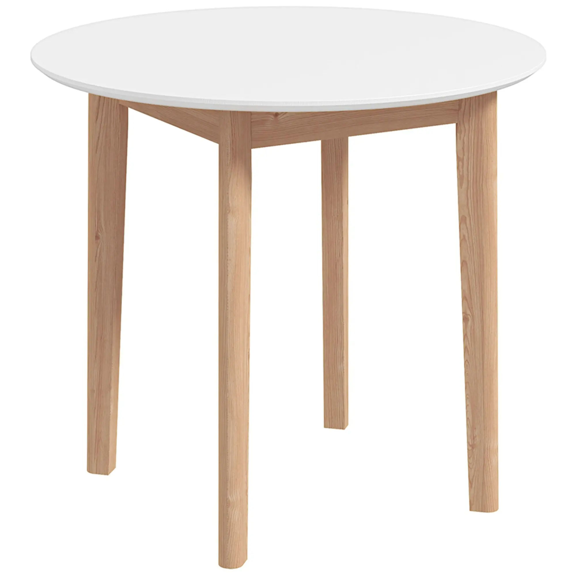 Dining Table, Round Kitchen Table for 2 Persons, Dining Table with Country Style, for Living Room, Solid Wood, ?75 x 76 cm, White