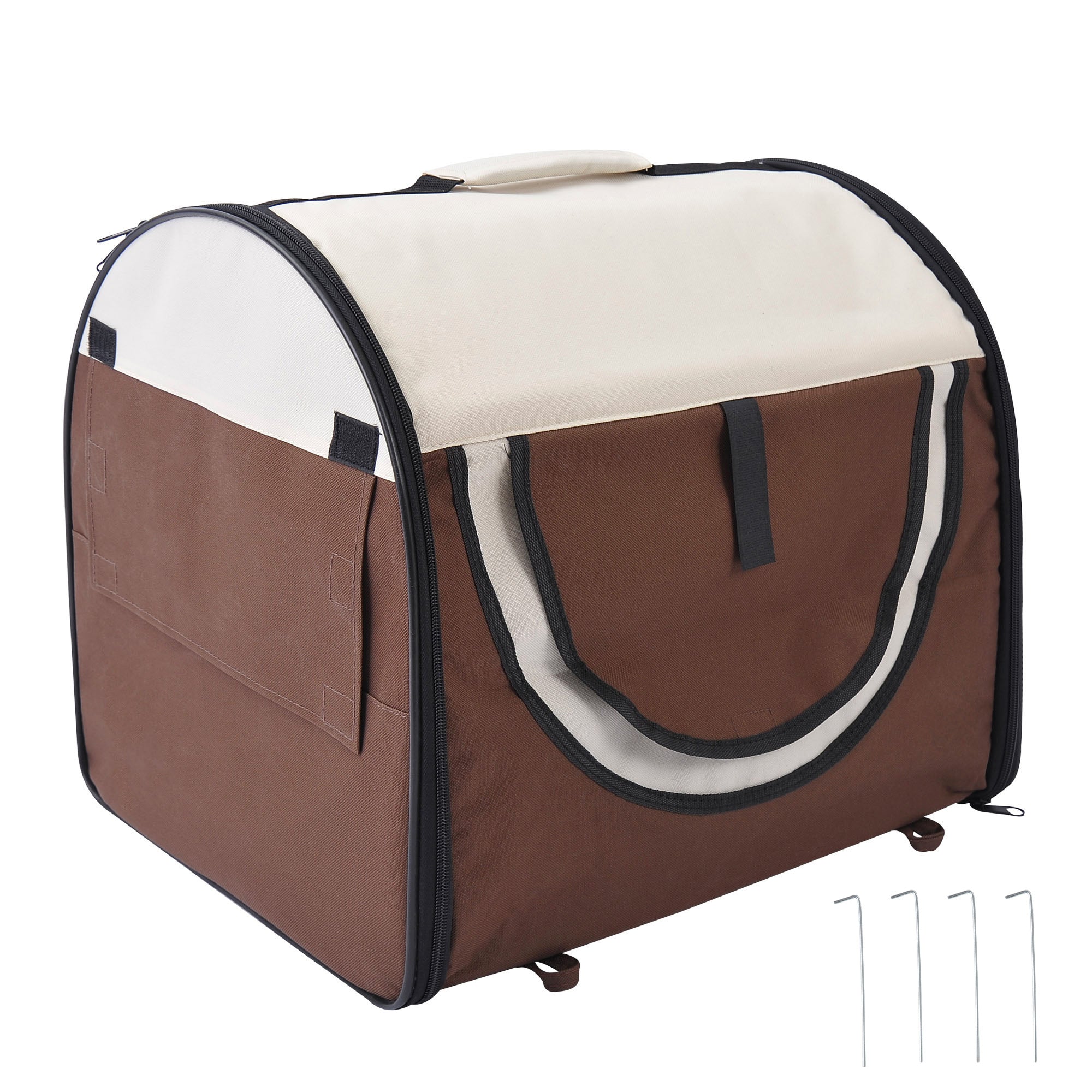PawHut Faltbare Hundebox für Haustiere - Transport-Rucksack mit Polsterung - Wasserdichtes Oxford-Gewebe - Kaffee 46 x 36 x 41 cm