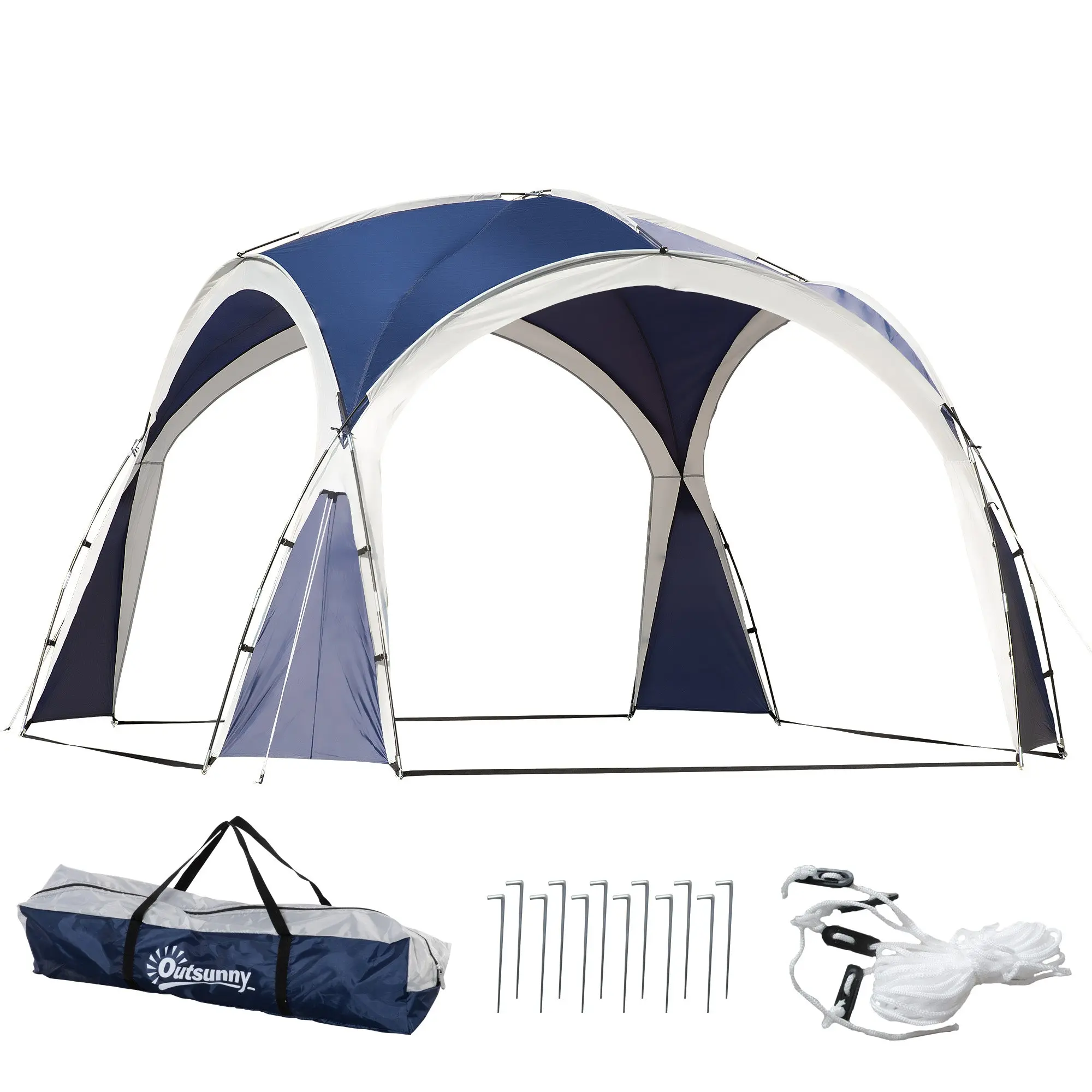 Event Shelter 3.5 x 3.5m Pavilion with Hook Door, Rain Protection with Sturdy Steel Poles, Garden Gazebo with UV Protection, Sunshade for Camping, Garden Festivals Blue