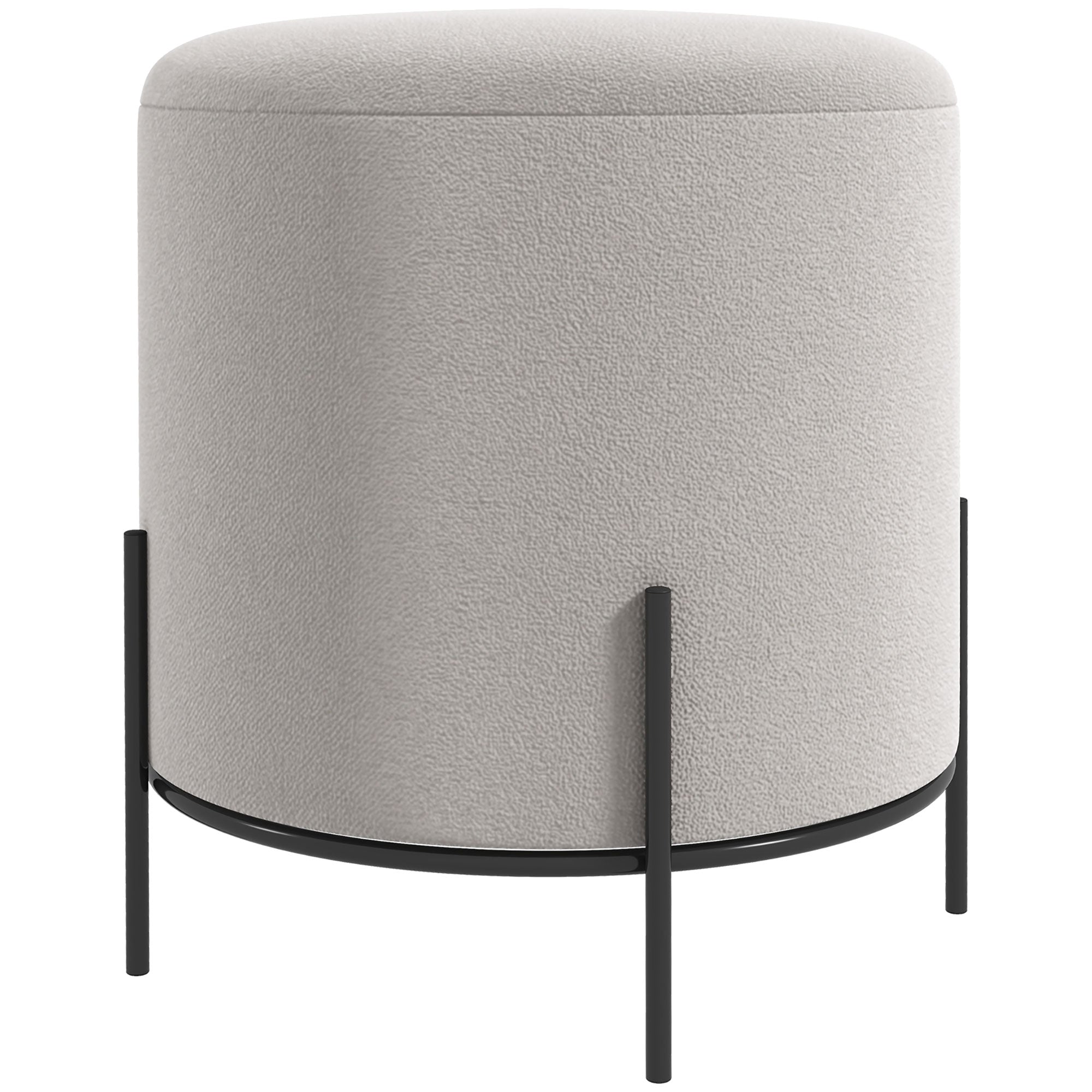 Ottoman Pouf Footstool Velvet Ottoman Steel Legs ? 35 x 38 cm for Living Room Bedroom Light Gray