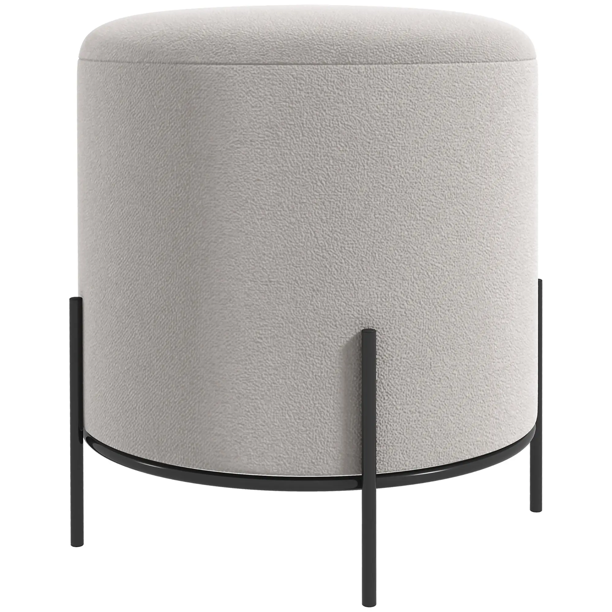 Ottoman Pouf Footstool Velvet Ottoman Steel Legs ? 35 x 38 cm for Living Room Bedroom Light Gray