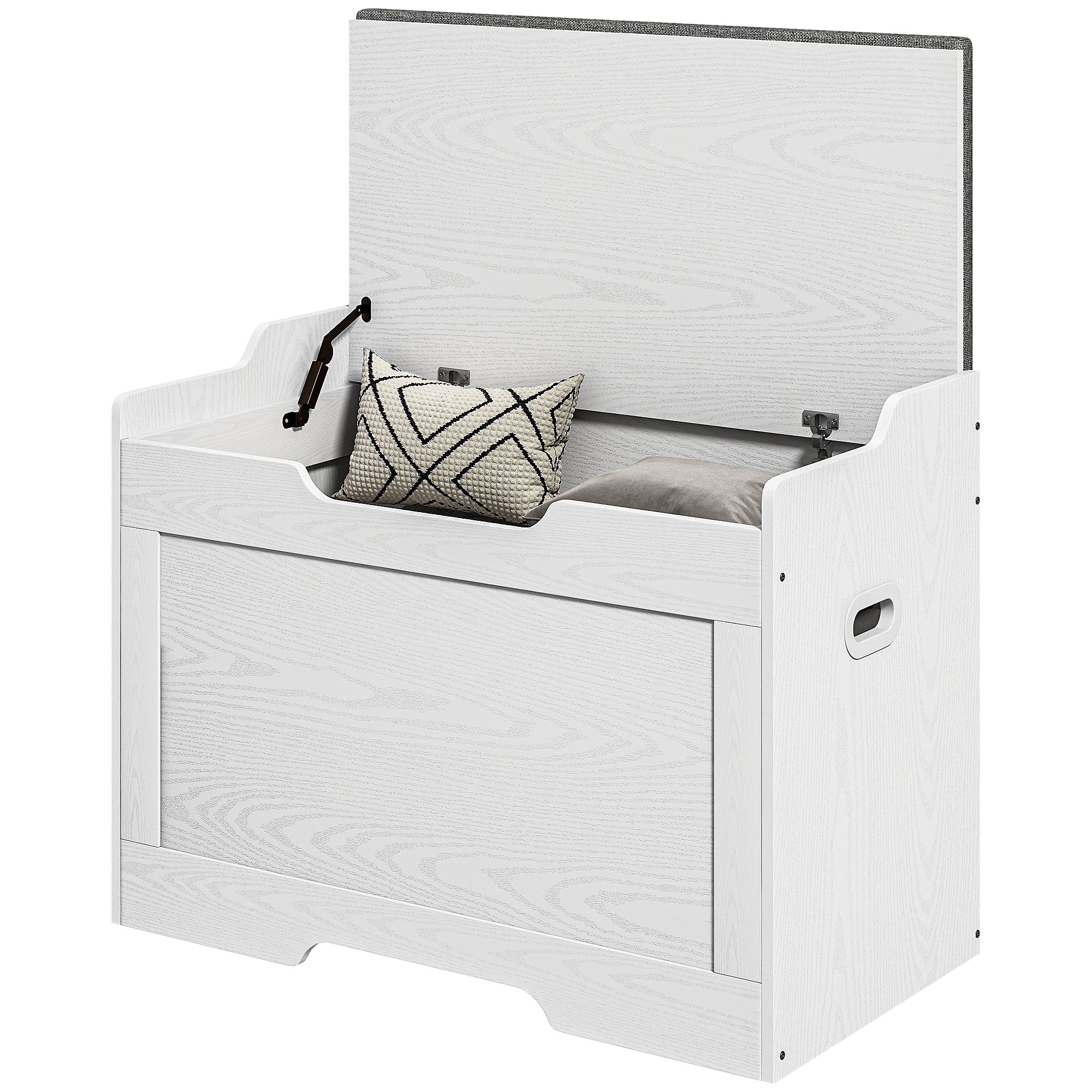 Chest Bench with Storage, Storage Bench with Lid and Seat Cushion, Chest Bench, Seat Chest for Hallway, Bedroom, Living Room, 75cm x 40cm x 56 cm, White