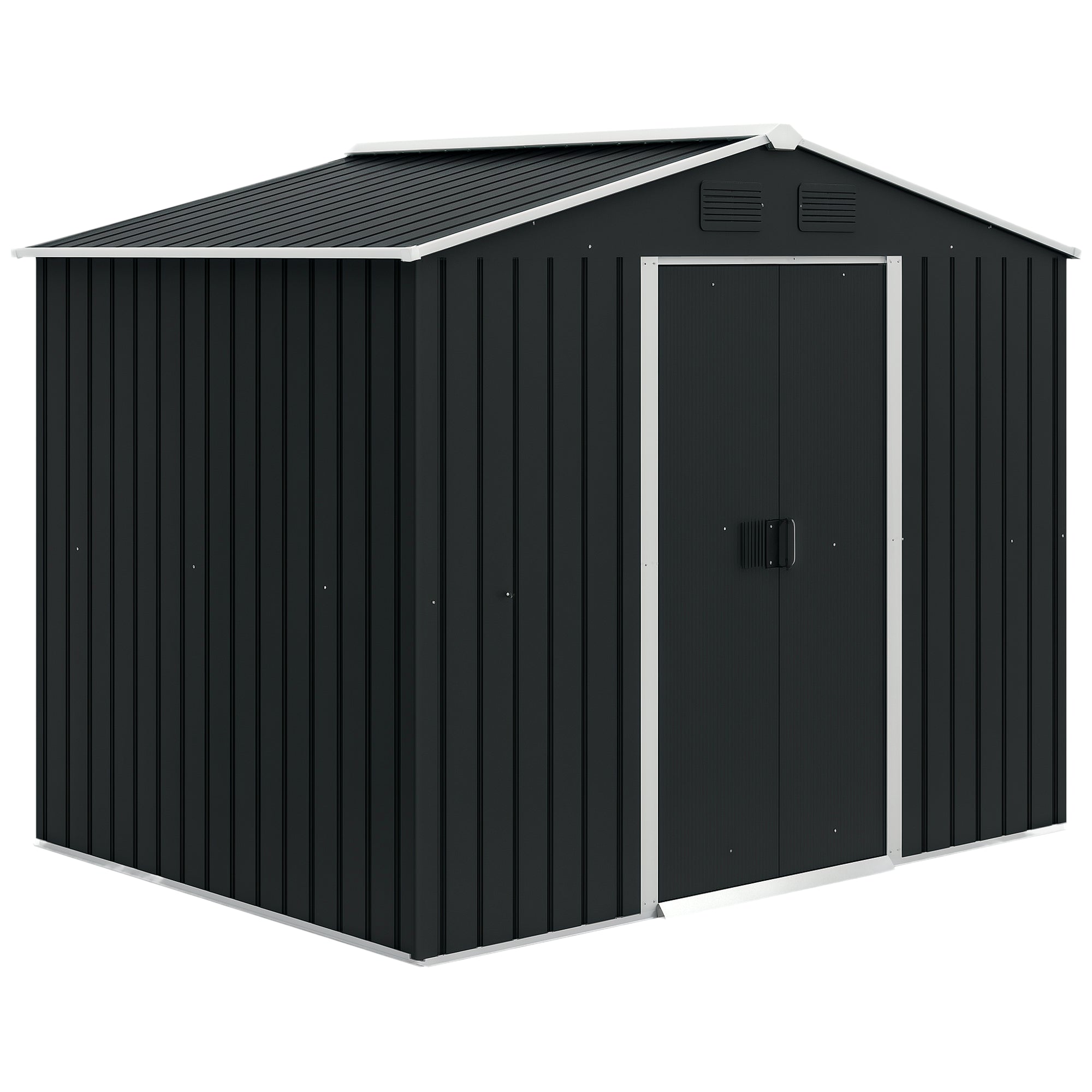 Outdoor Garden Shed 3.6m? 236x174x190 cm Gray Garden Shed with 2 Sliding Doors Sloping Roof and 4 Windows for Patio Terrace