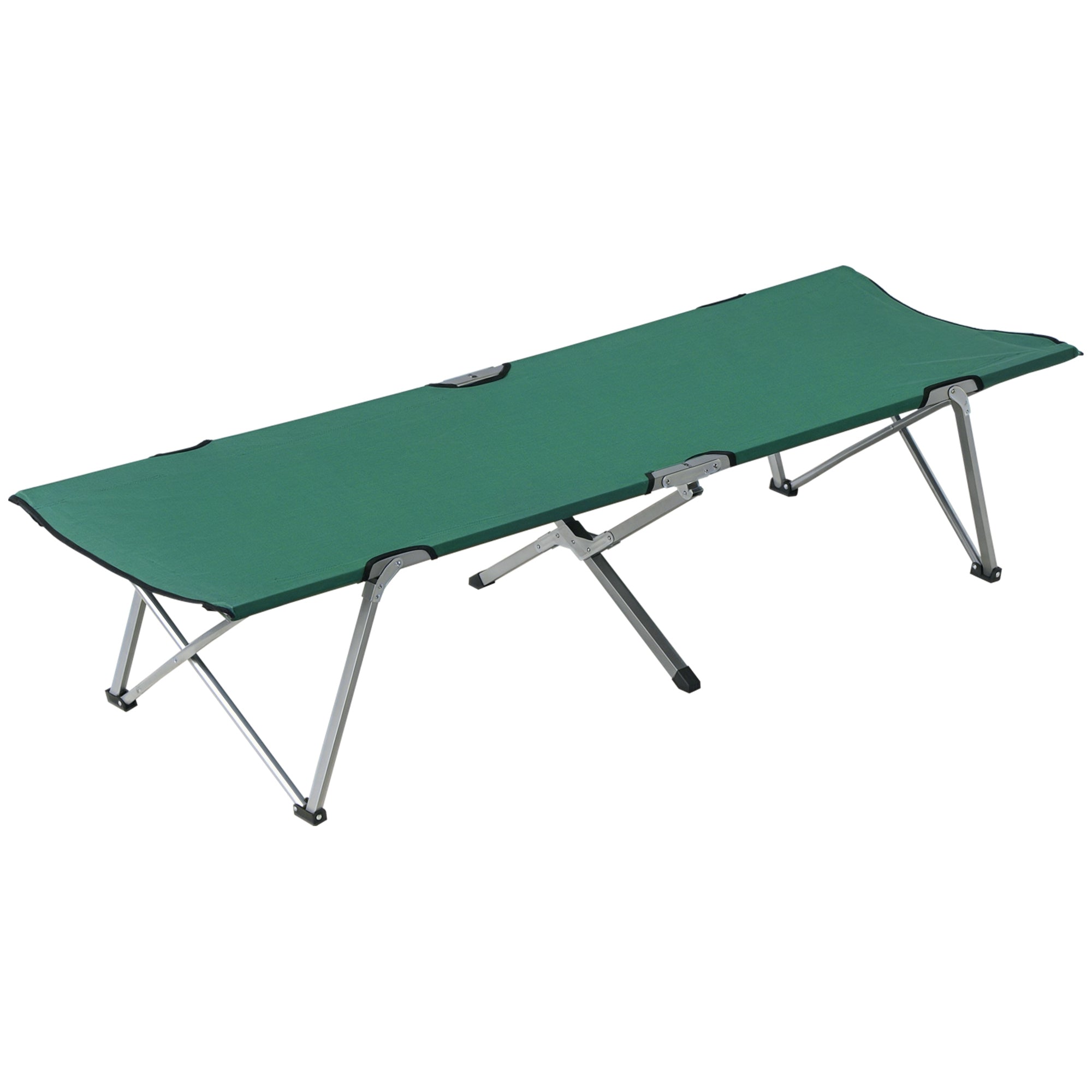 Outsunny Opvouwbaar Campingbed met Metaal Frame - 136 kg Draagcapaciteit voor Strand en Wandelen - 193x64x40 cm Groen