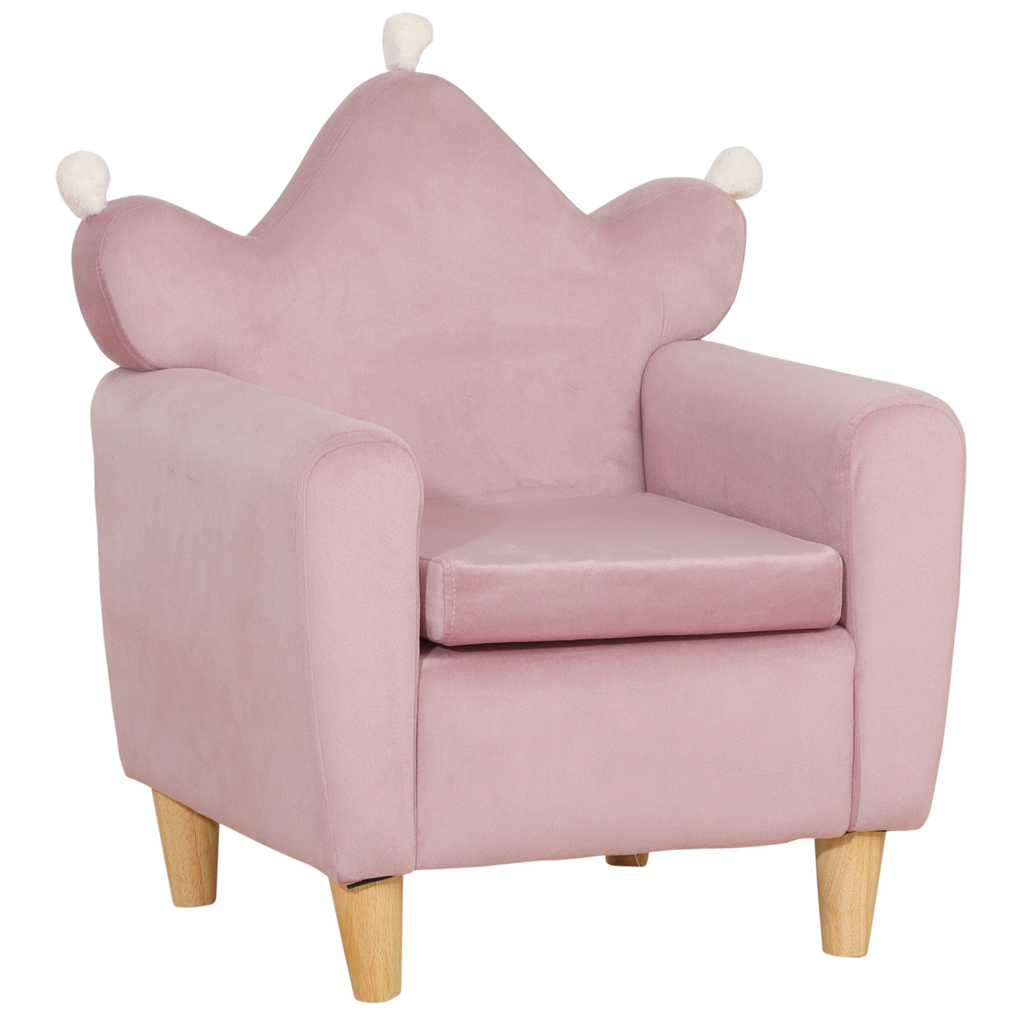 HOMCOM Børnestol Mini Sofa til Børn fra 3+ med Polstret Sæde, Armlæn og Træstruktur Max. Belastning 45 kg 50x42x58 cm Lyserød