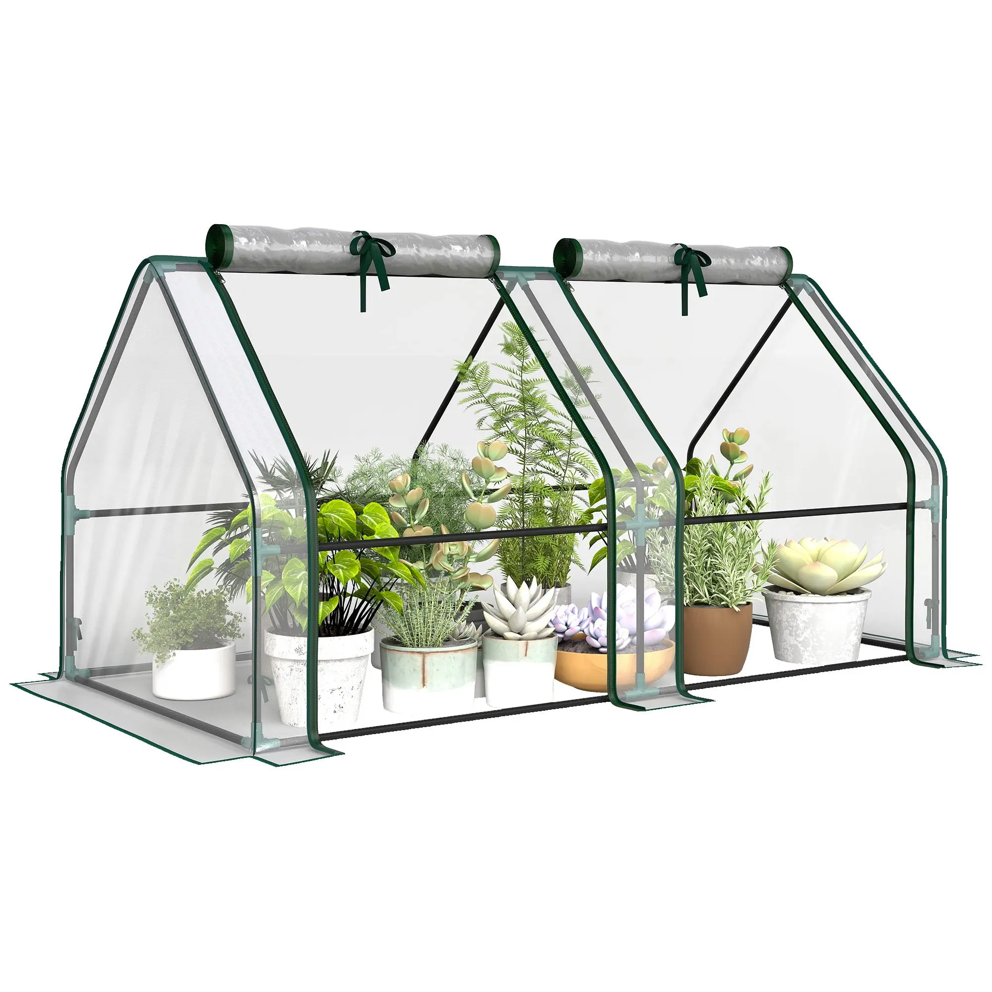 Clear Portable Greenhouse with Zippered Window — Powder-Coated Steel Frame, 180 x 90 x 90 cm (71 x 35 x 35 in)