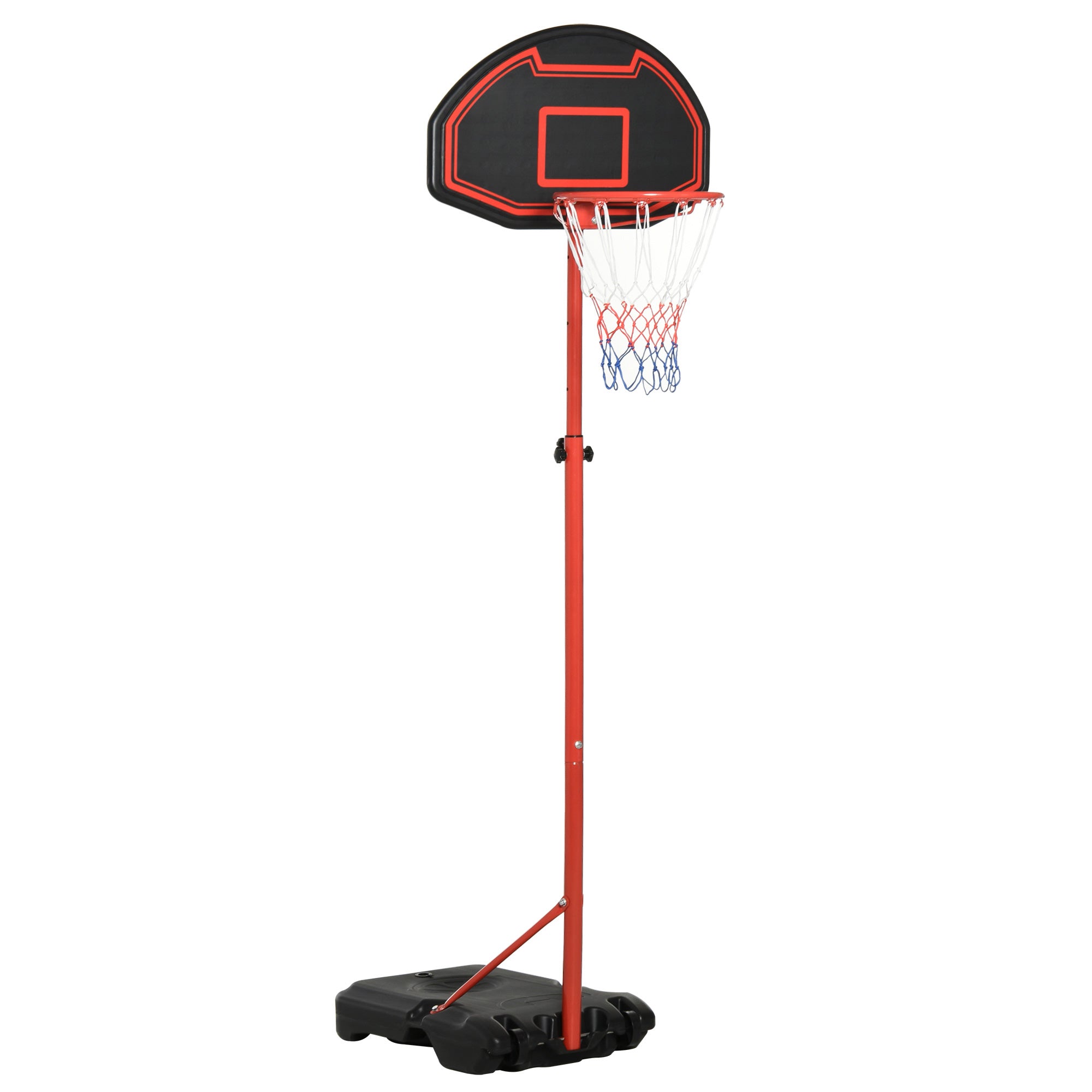 HOMCOM Tragbarer Basketballkorb Outdoor Basketballkorb mit verstellbarer Höhe 193,5-248,5 cm und befüllbarem Fuß mit Wasser oder Sand, Stahl und Nylon 74x127x193,5-248,5 cm
