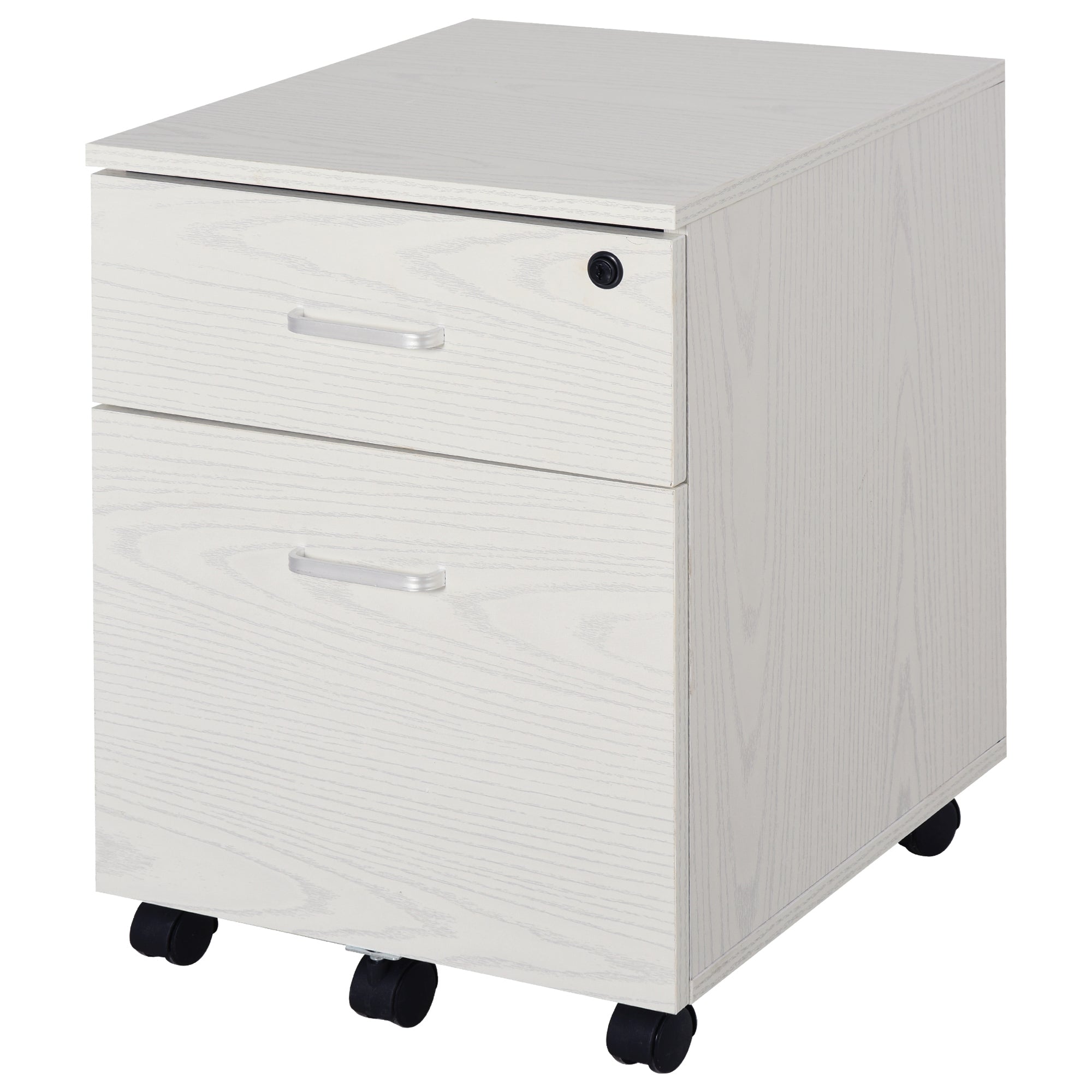 Vinsetto Mobil Arkivskab til A4 Dokumenter med Låse og Hjul - 2 Skuffer - 40x45x55.6 cm Hvid