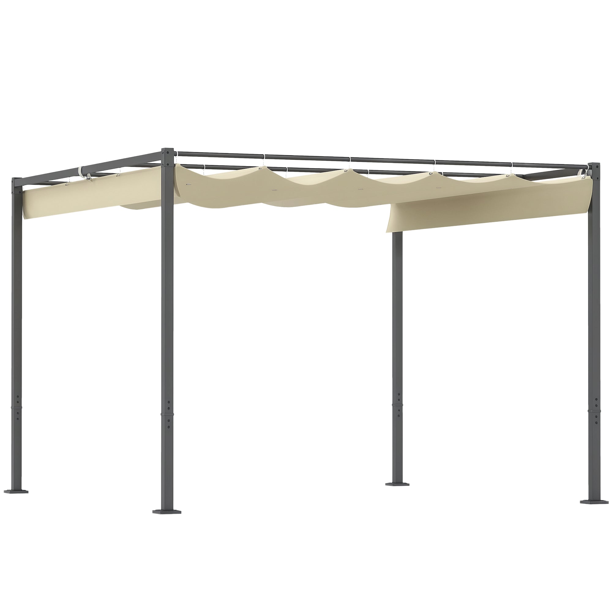 Pergola approx. 3x3m Garden Pavilion with Magnetic Pad Metal Gazebo, Adjustable Roof, Freestanding, UV Protection 30+, for Terrace and Garden, Beige