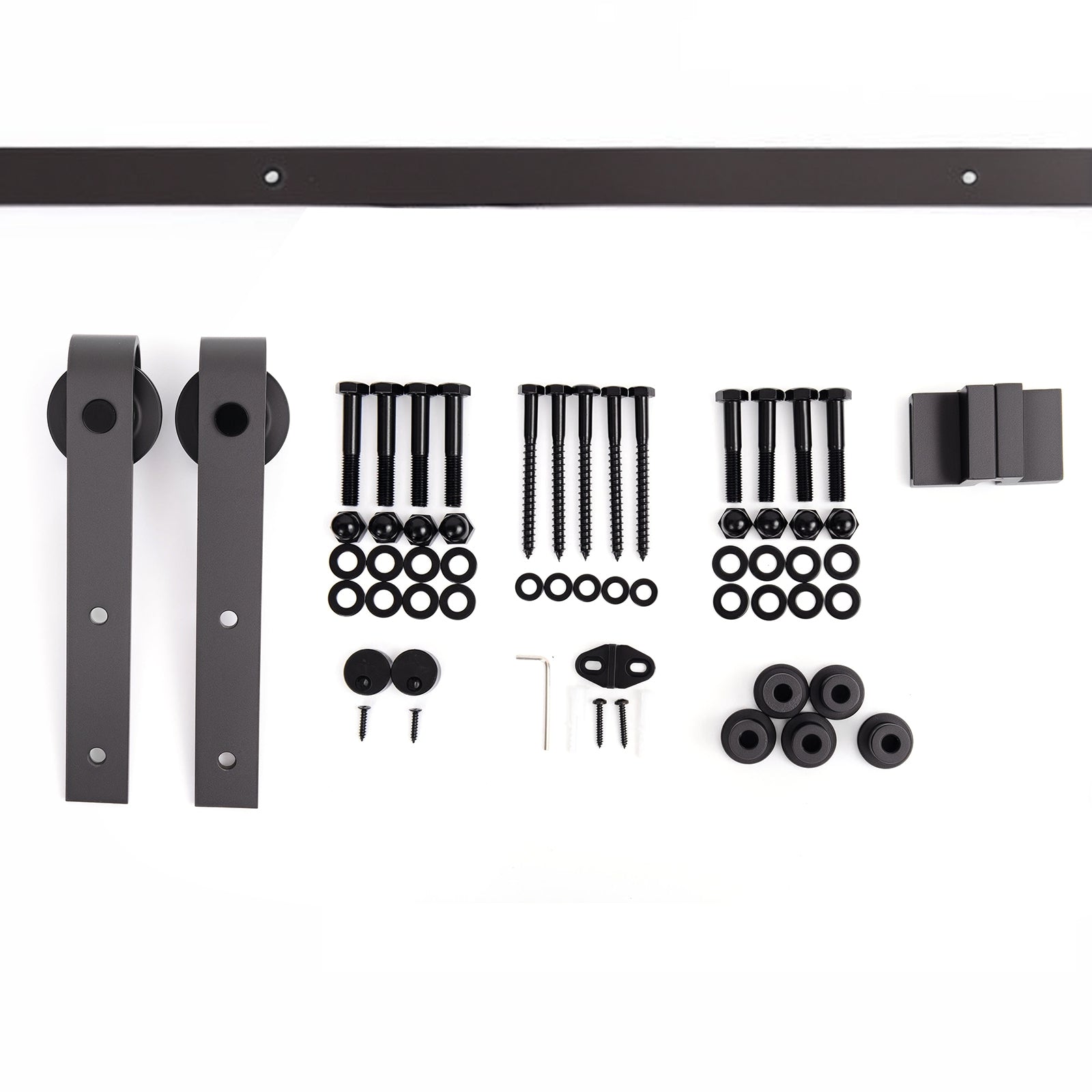 HOMCOM 200 cm Skydedør Hardware Sæt til Trædøre Tilbehør Skinne Guide med Skruer Maks. Belastning 90 kg Kulstofstål Brun