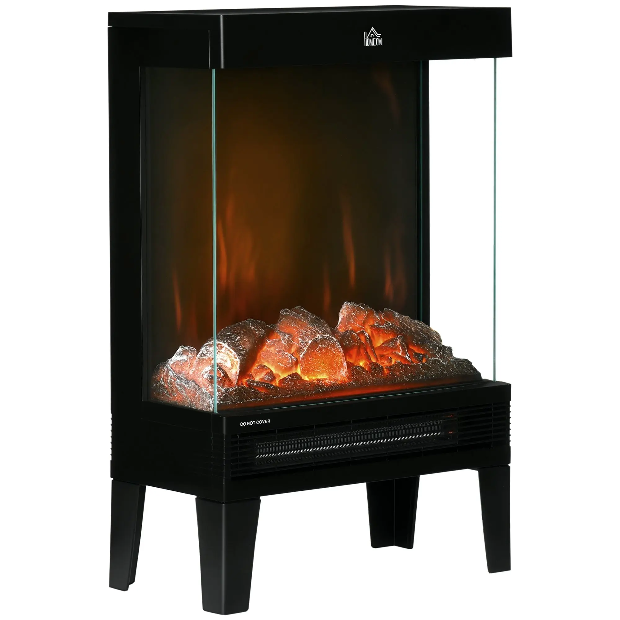 Electric Fireplace 1000W/2000W Free Standing Decorative Fireplace with Adjustable LED Flame Thermostat and Overheating Protection for up to 15-20 m? Black