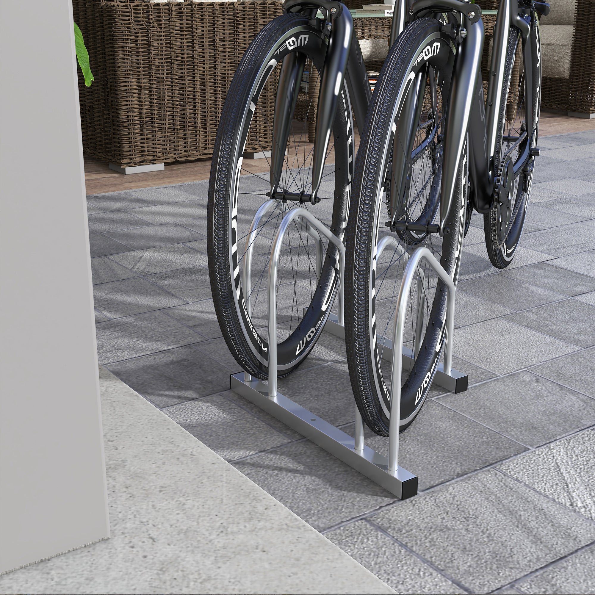 SPORTNOW Fahrradträger für 2 Fahrräder - Stauraum für Reifenbreite bis 61mm, Maße: 50L x 34B x 27,5H cm, aus silbernem Stahl