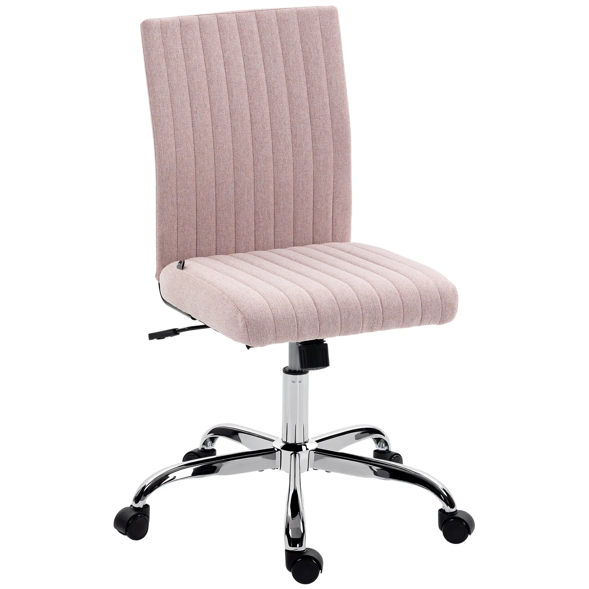 Armless Office Chair, Height-Adjustable, Tilt Function, High Back, 360° Swivel, Modern Computer Chair for Bedroom & Living Room, Pink