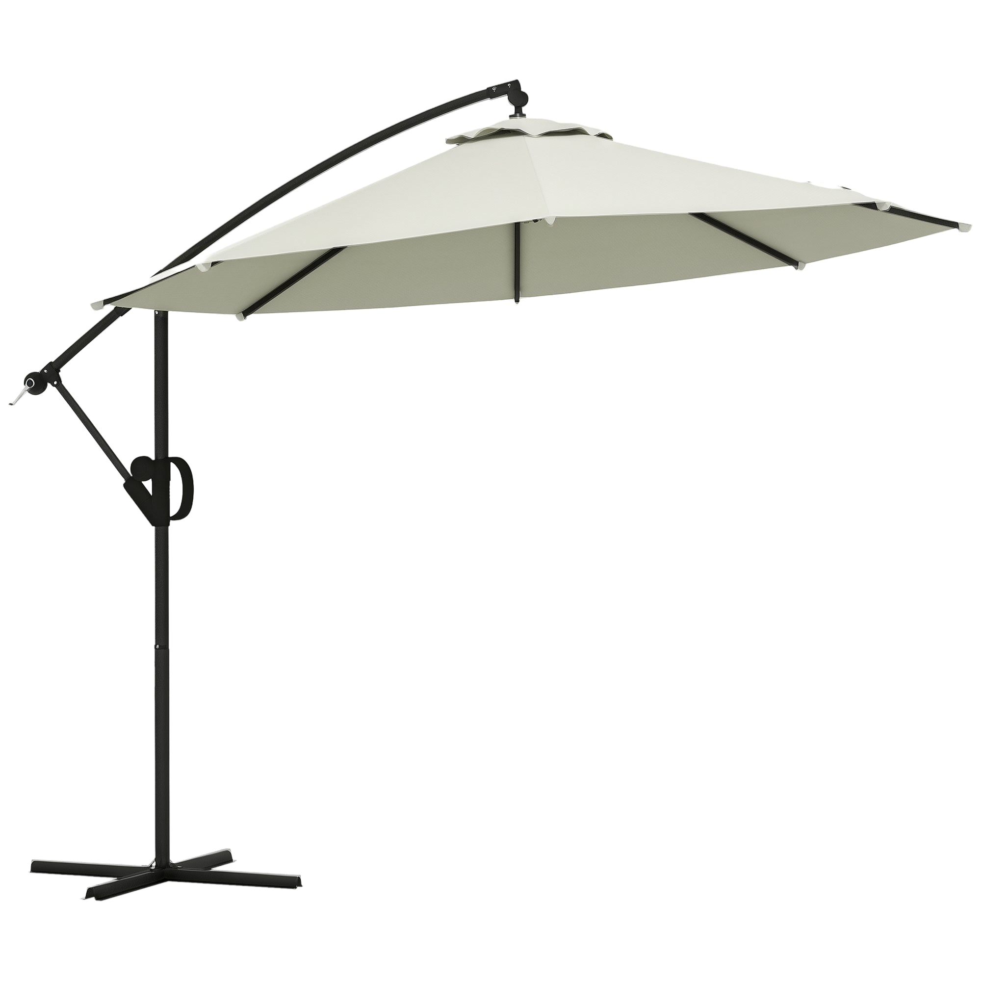 ?293 cm Cantilever Umbrella with Cross Base, Sunshade with Crank, Tilt, and 8 Ribs, Hanging Patio Umbrella for Outdoor Pool, Garden, Balcony, Cream