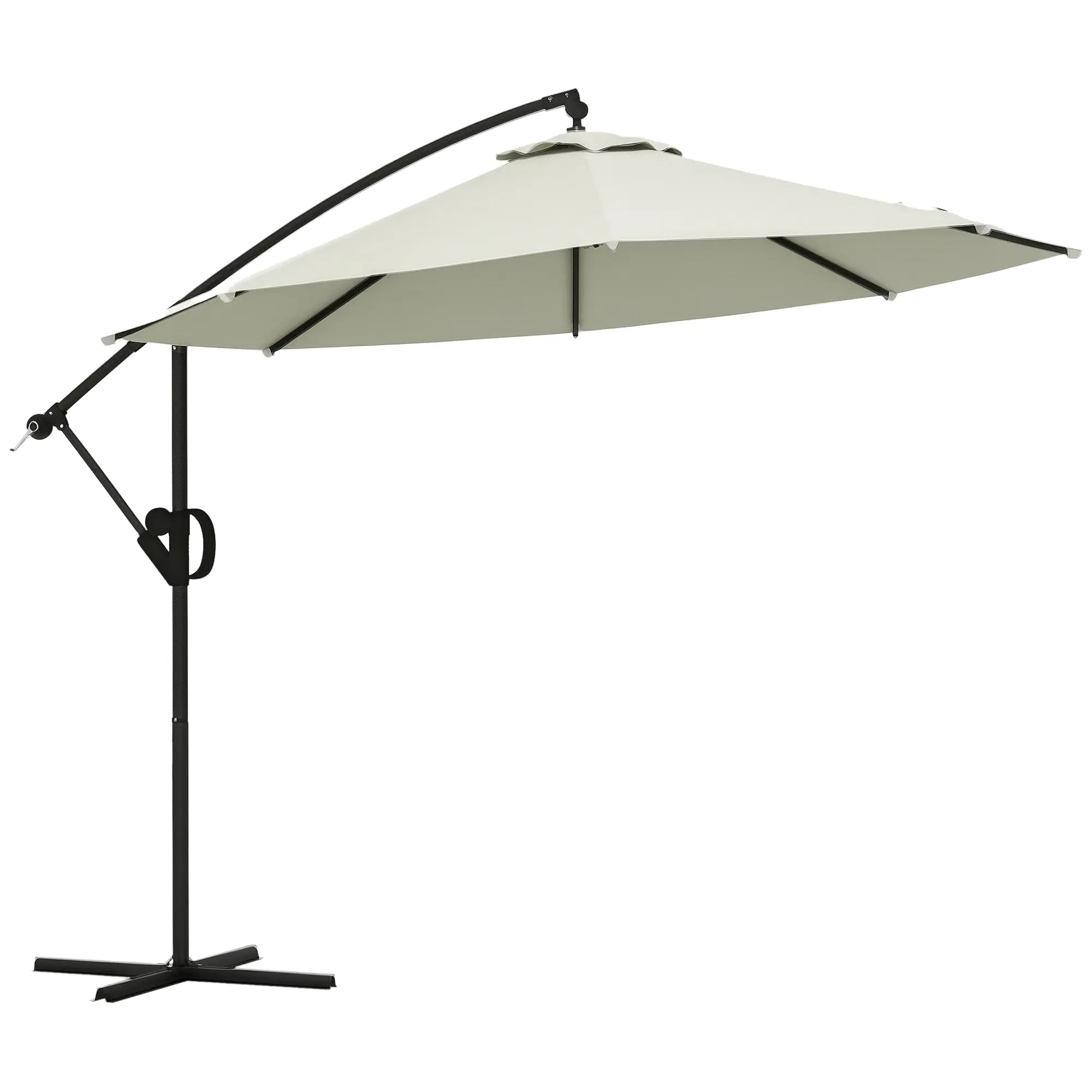 ?293 cm Cantilever Umbrella with Cross Base, Sunshade with Crank, Tilt, and 8 Ribs, Hanging Patio Umbrella for Outdoor Pool, Garden, Balcony, Cream