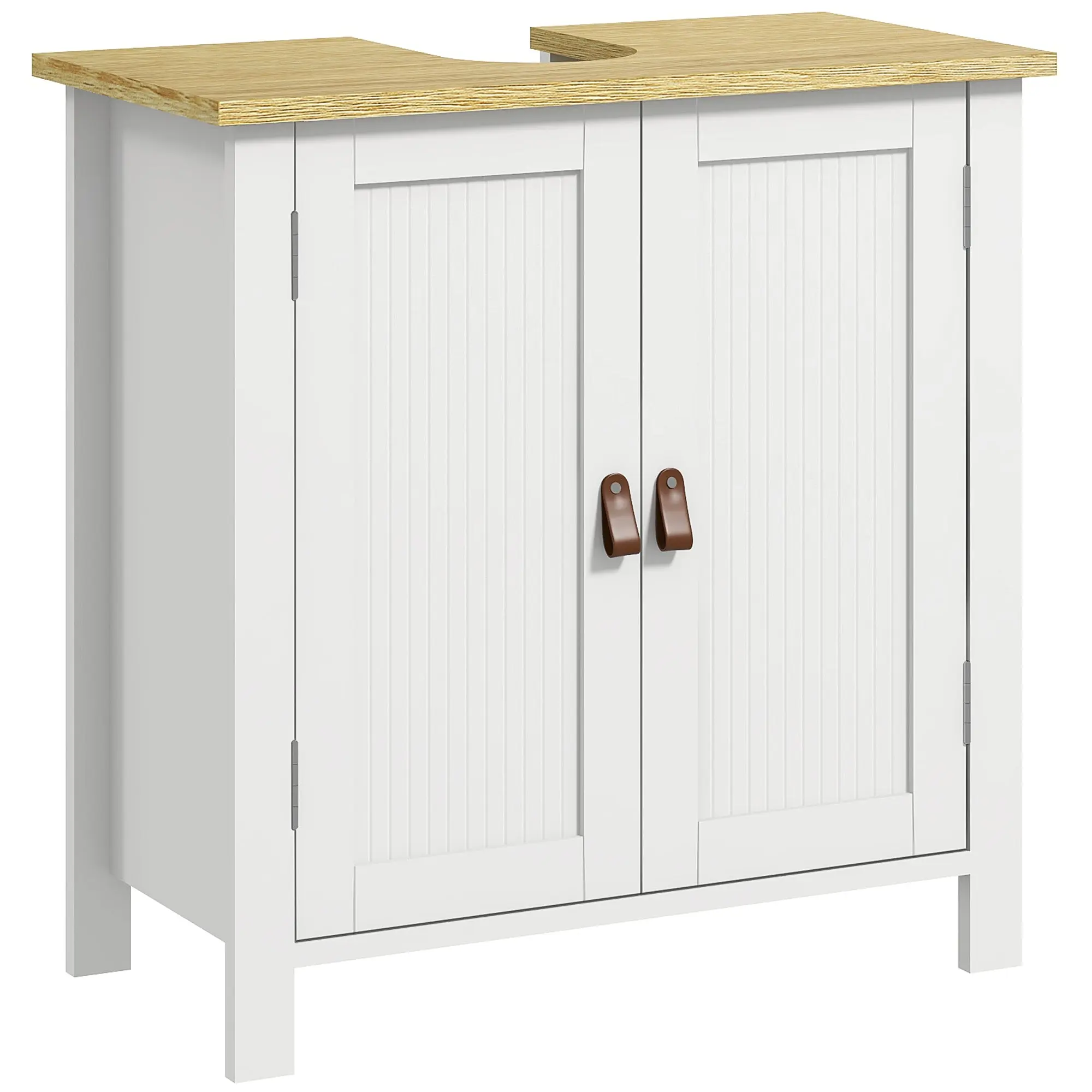 Under Sink Cabinet Bathroom Vanity with Stand Bathroom Cabinet with 2 Doors 2 Handles and Adjustable Shelf without Sink 60x30x60 cm White