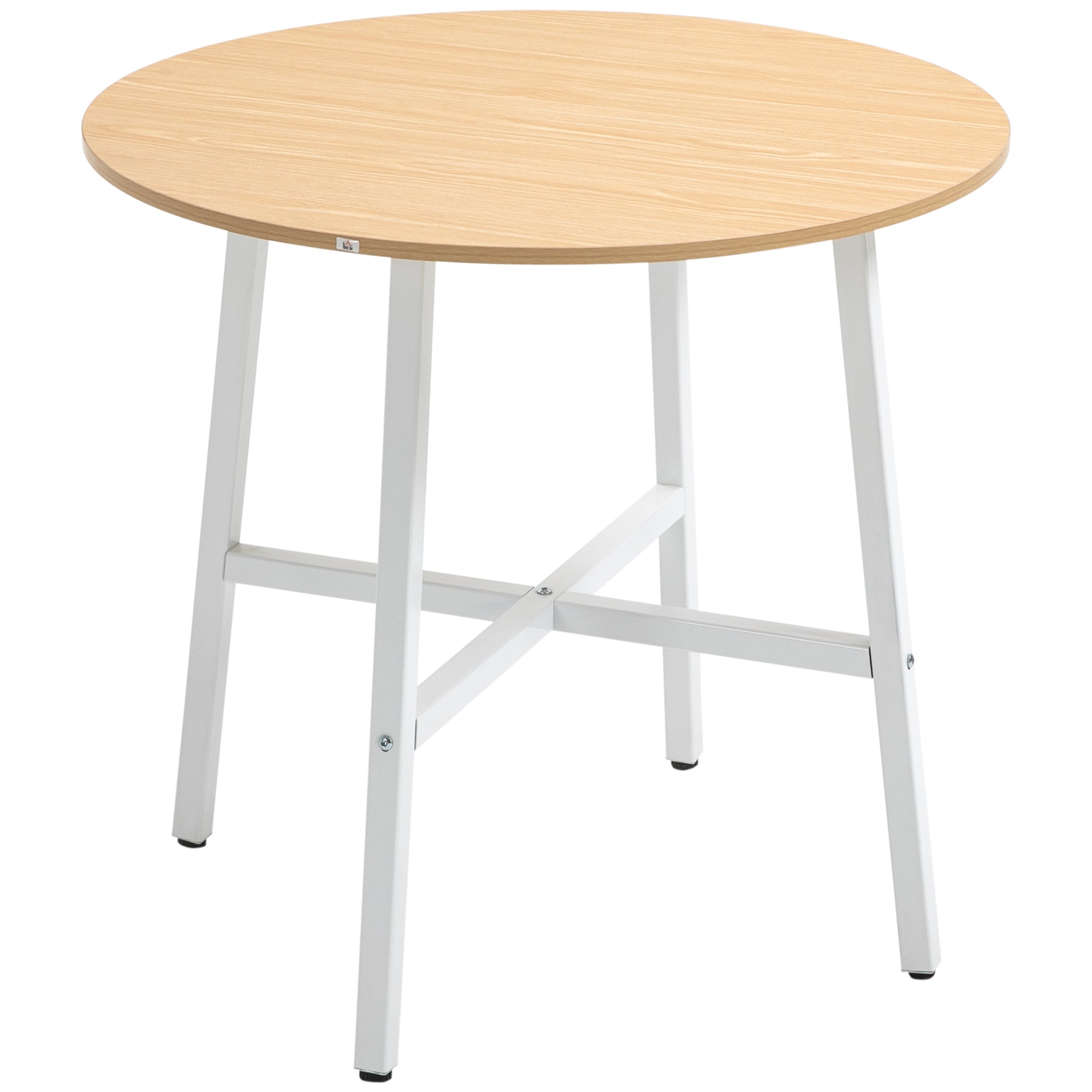 Dining Table Kitchen Table for 4 Persons, Living Room Table in Modern Design for Dining Room, Kitchen, Steel, Natural Wood, 80 x 80 x 76 cm
