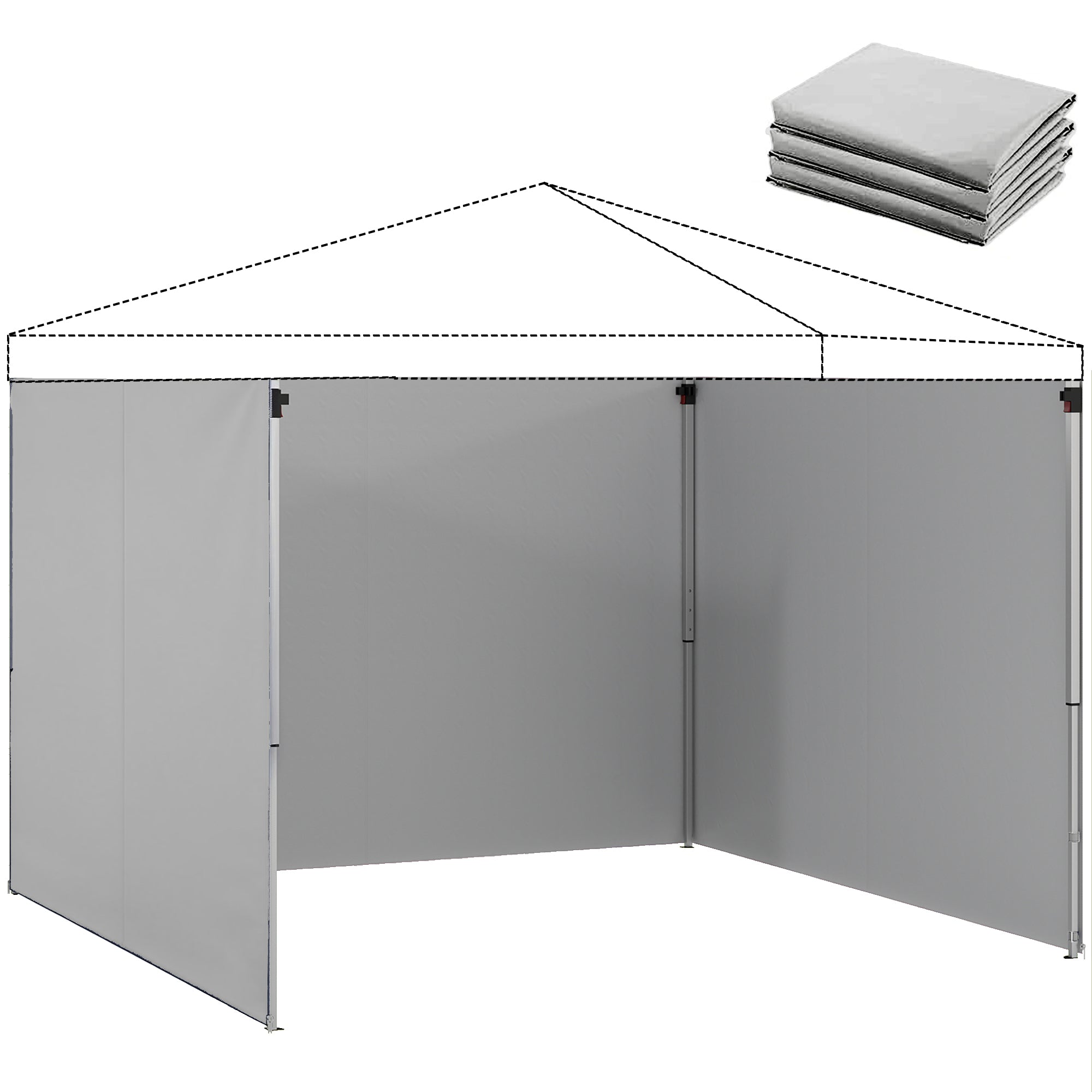 Outsunny — Lot de 3 panneaux latéraux pour tonnelle 3 x 3 m — Fermetures éclair, UPF 50+, tissu Oxford 210D résistant à l'eau, gris clair