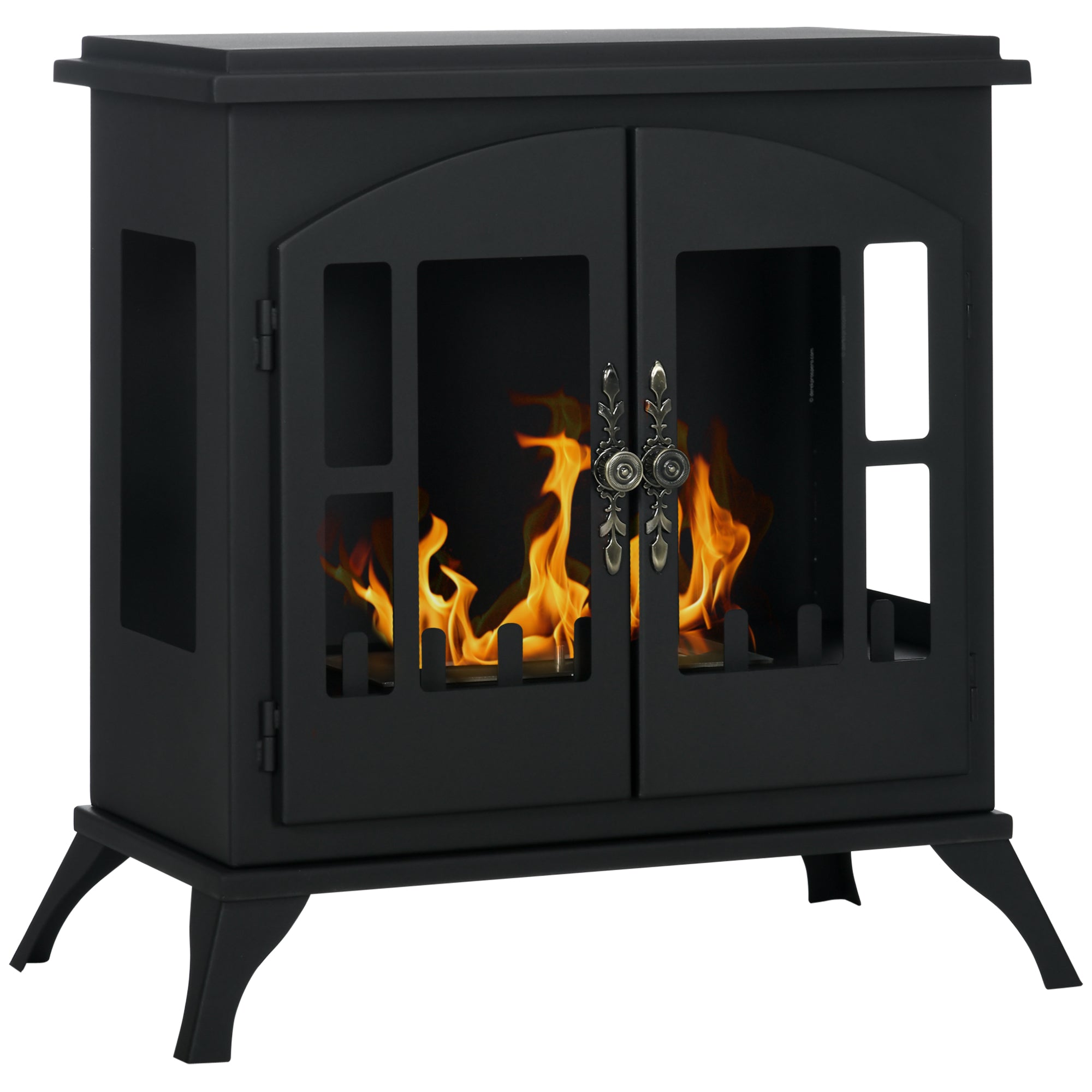 HOMCOM Bioethanol Kamin Freistehender Bioethanol Ofen mit 0,9 L Edelstahlauslöscher Brenndauer 3 Stunden für Innenräume 20-25 m² 55x31x55 cm Schwarz