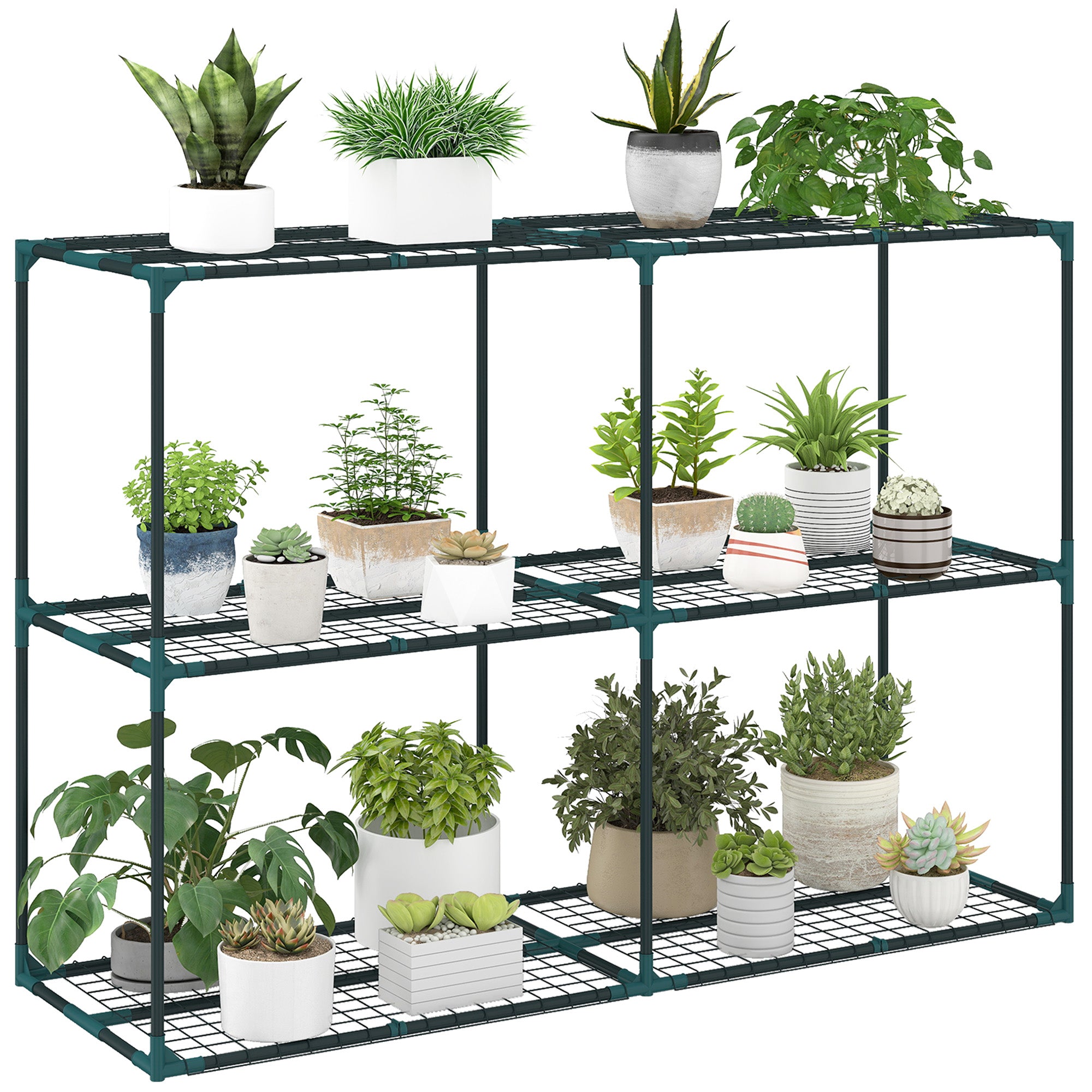 3-Tier Plant Stand for Indoor & Outdoor — Steel Plant Shelf, Sturdy Pot Rack for Patio, Garden & Balcony, Dark Green