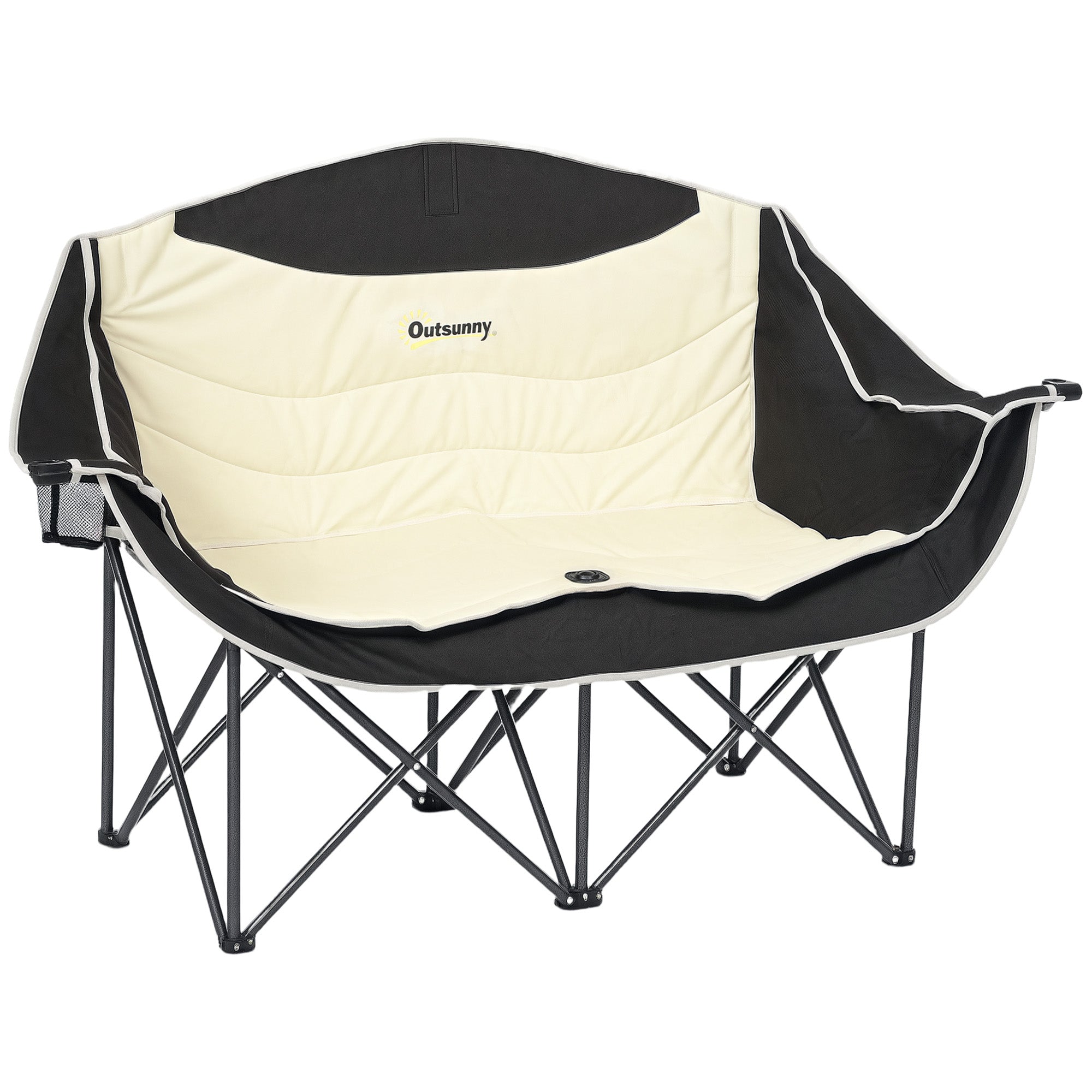 Chaise Pliante Outsunny 2 Places avec Porte-Gobelet et Sac de Transport - Chaise de Camping Pliable jusqu'à 250 kg de Capacité de Charge, Chaise de Pêche Légère et Rembourrée pour Jardin, Camping, Pla