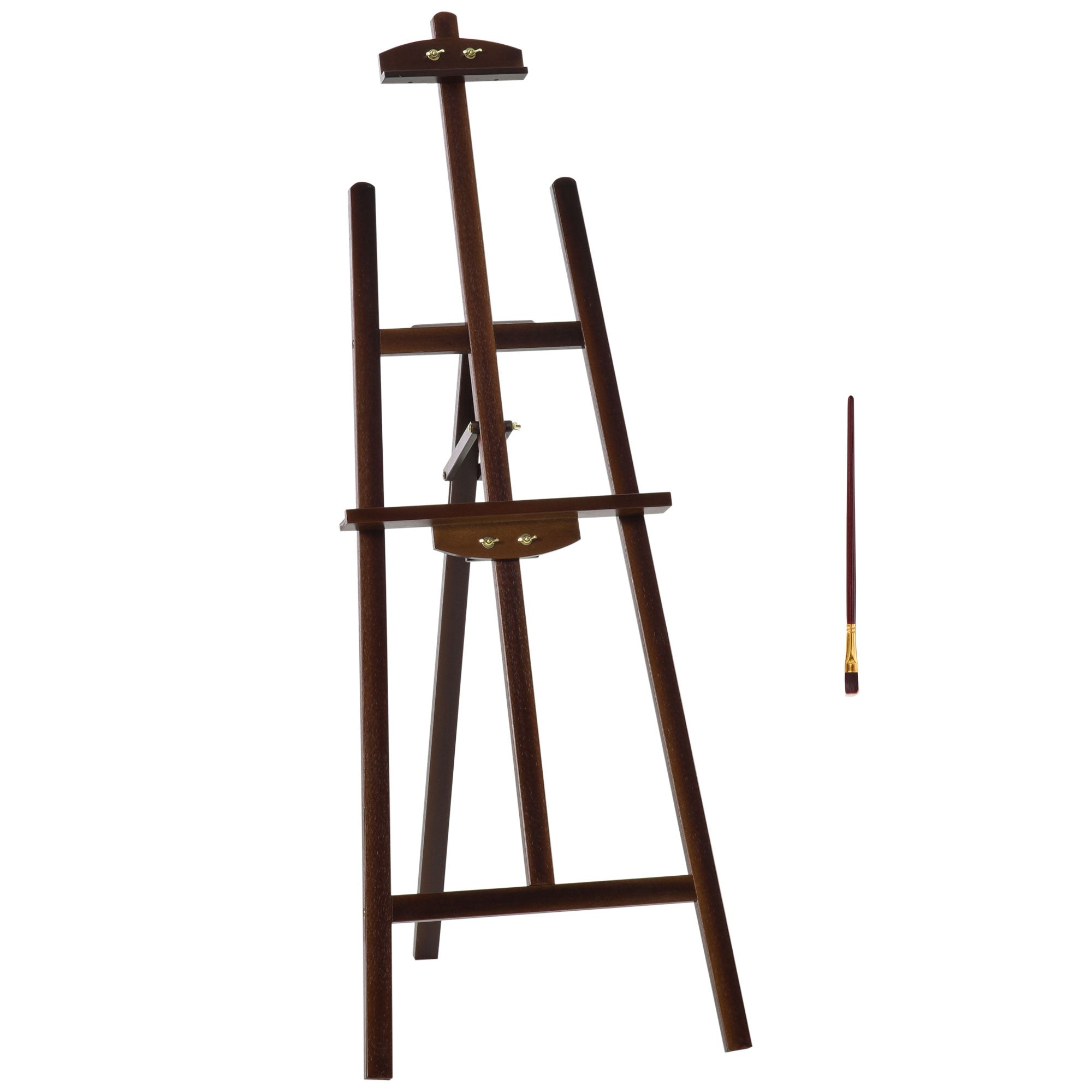 HOMCOM Mal-Easel aus Holz mit verstellbarem 75°-Winkel und Pinsel für Leinwände 51,5x71,5x134,5 cm Braun
