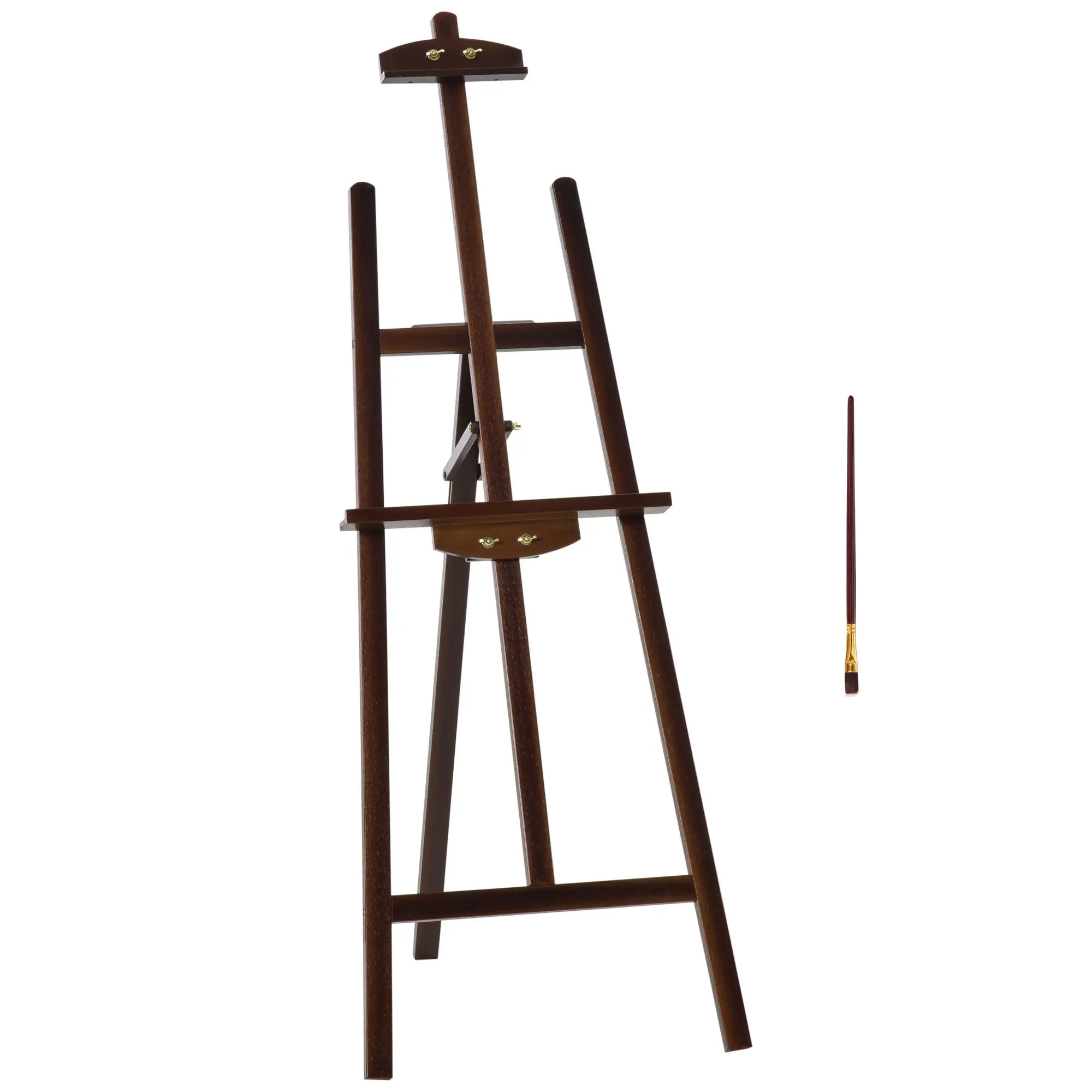 Wooden Painting Easel Drawing Easel with Adjustable 75° Angle Tripod Stand and Brush for Canvases 51.5x71.5x134.5 cm Brown