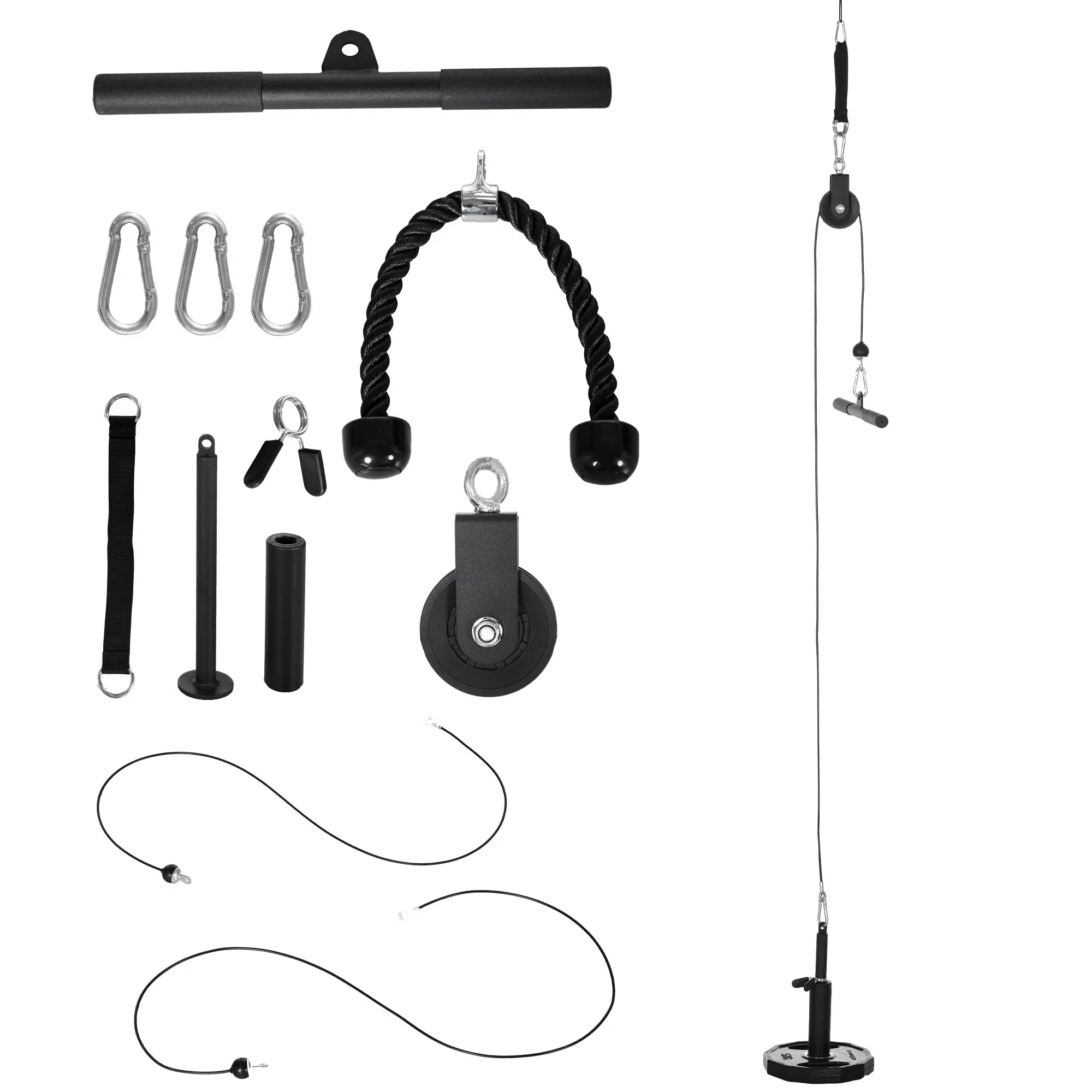 SPORTNOW Strength Training Pulley System - LAT Pull Down Tricep Pulley System for Biceps, Triceps, Shoulders, Back, Forearms
