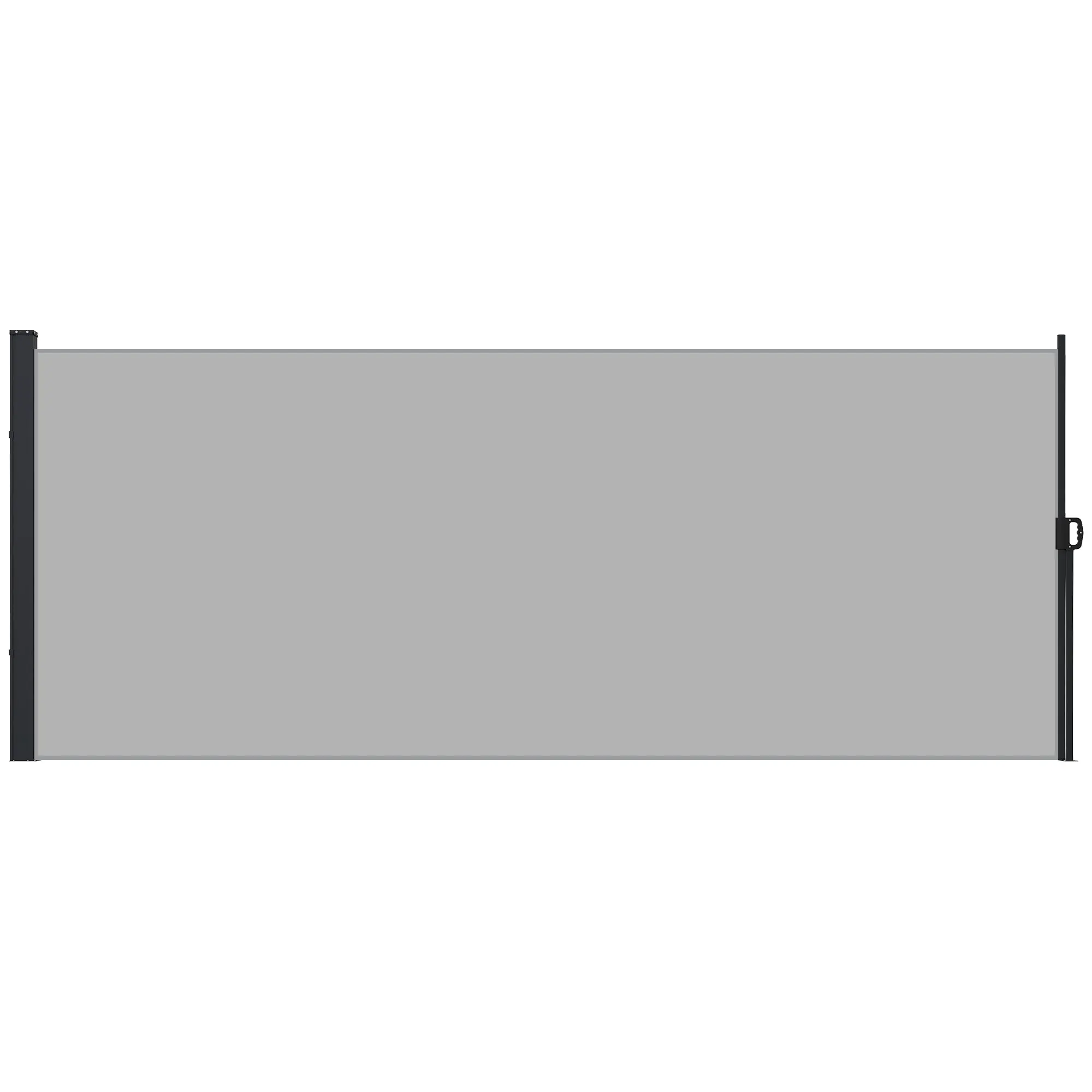 Retractable Garden Side Awning Wind Breaker Screen 4x1.8m Aluminum Polyester Anti-UV High Density 180gsm Light Grey