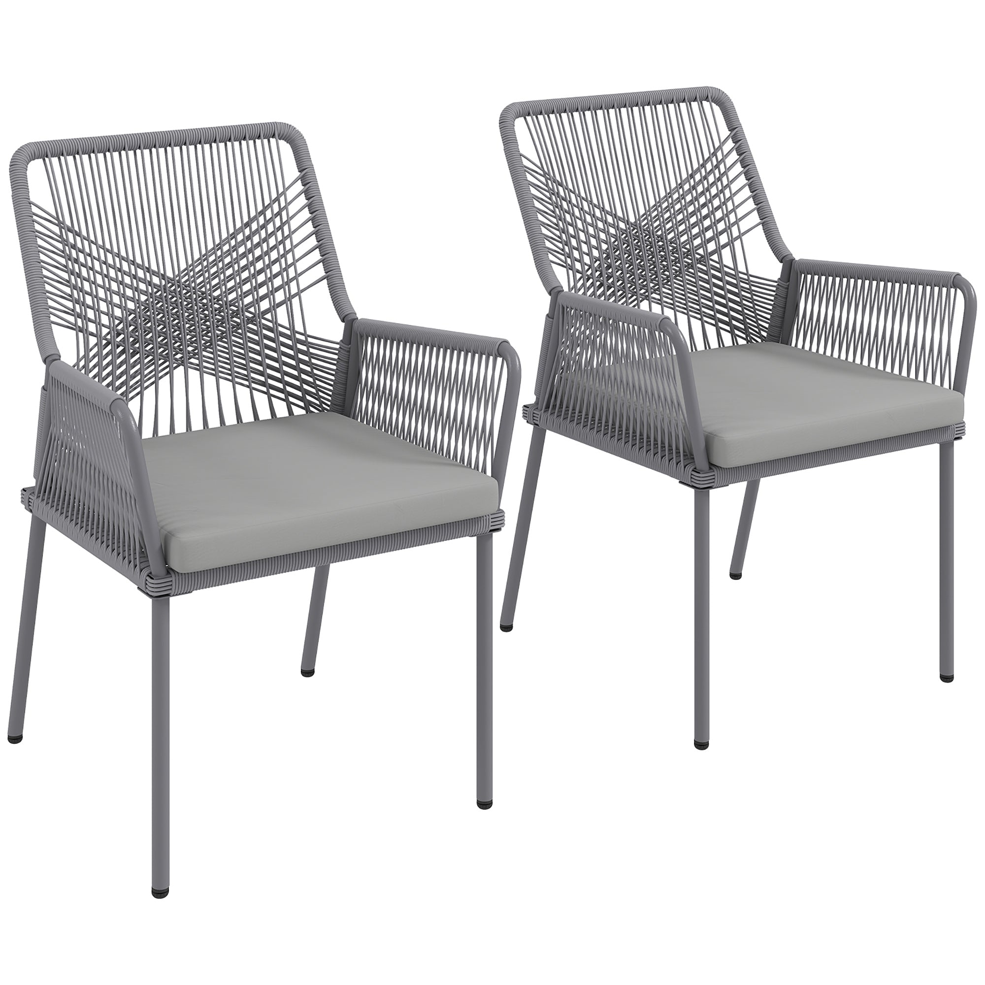 Outsunny 2-osainen Rattan-puutarhatuolisarja Ulkokalusteet, käsinojat, irrotettava selkätyyny, säänkestävä, puutarhatuolit, parveketuolit, rattan-tuoli puutarhaan, parvekkeelle, terassille, tummanharm