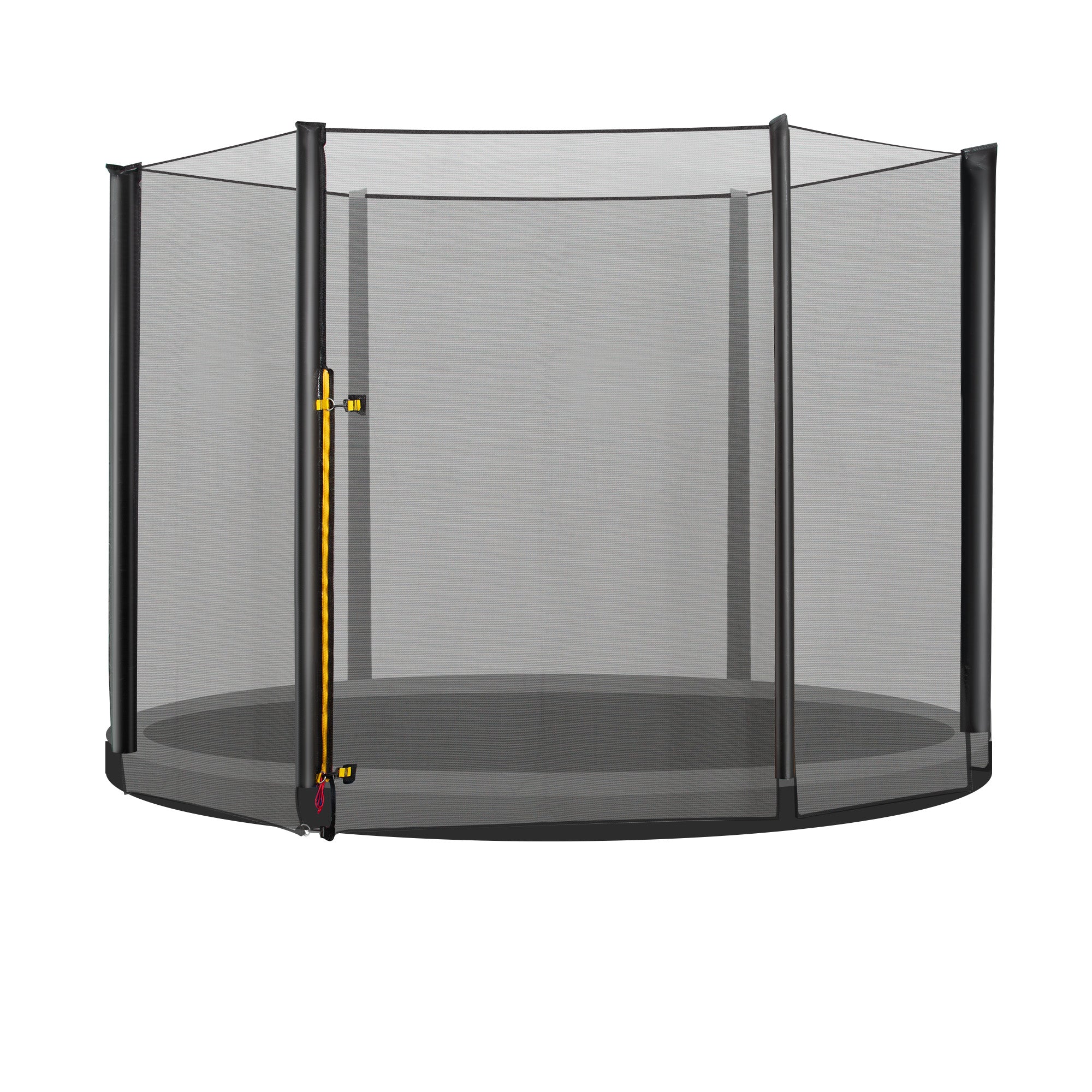 HOMCOM Vervangingsveiligheidsnet voor Ø305 cm Ronde Trampoline met Ritsdeur voor 6 Rechte Stangen Ø305x180 cm Zwart