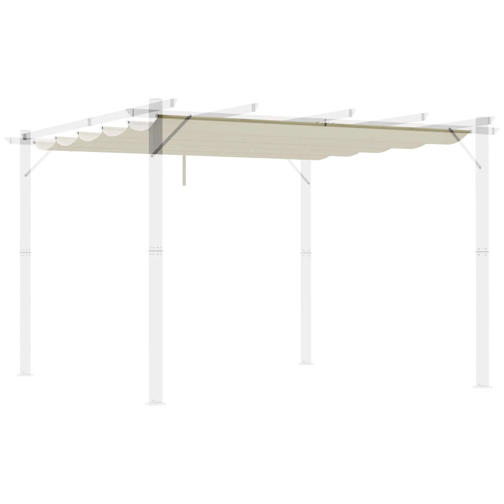 2.5x2.55m Pergola Roof Retractable Replacement Canopy for Garden Gazebo Umbrella Sunshade Fabric Top Cover in Cream with 10 Drainage Holes