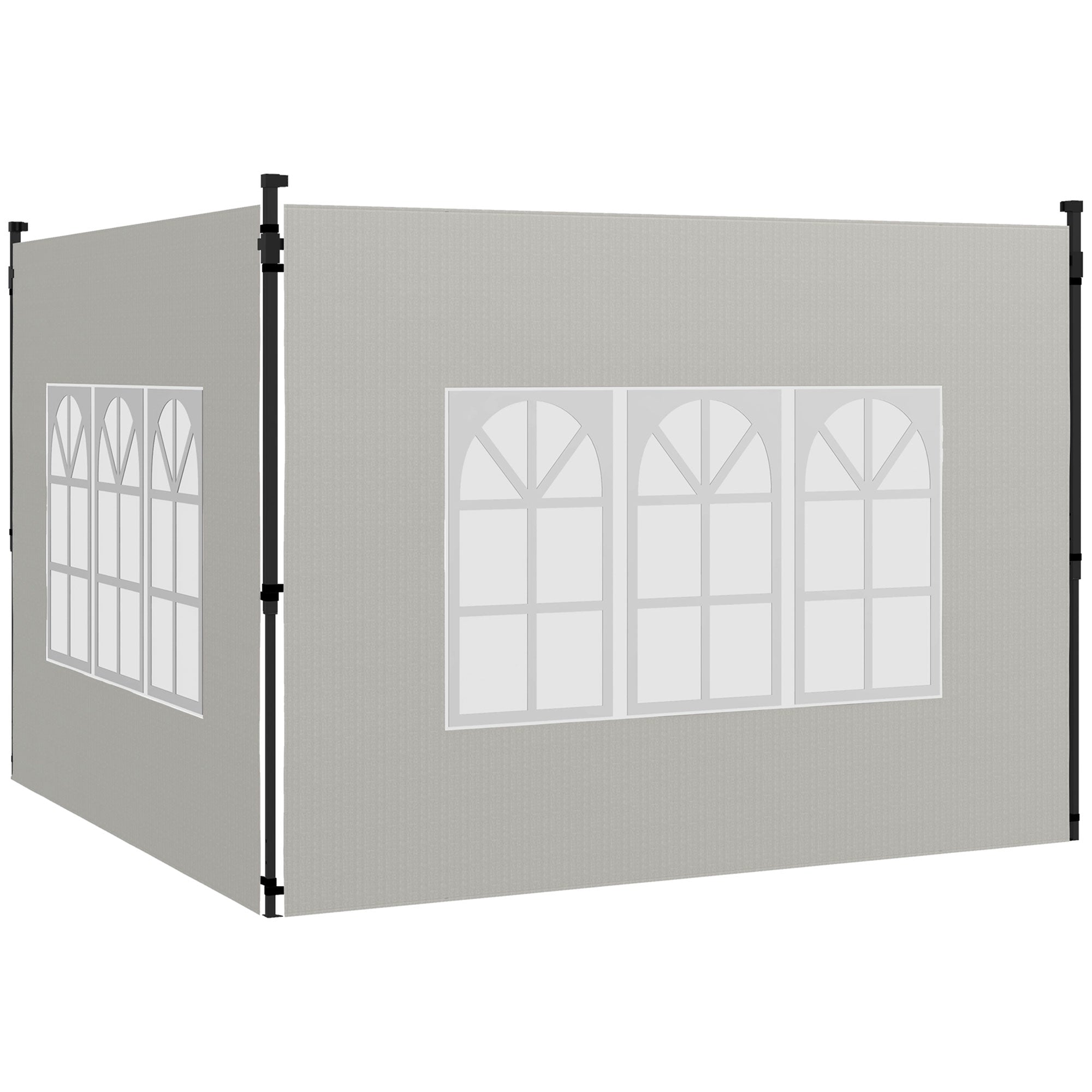 Outsunny Oldalfalak 3x3 m és 3x6 m Pavilonhoz 2 Fal Ablakkal 293x193 cm Fehér