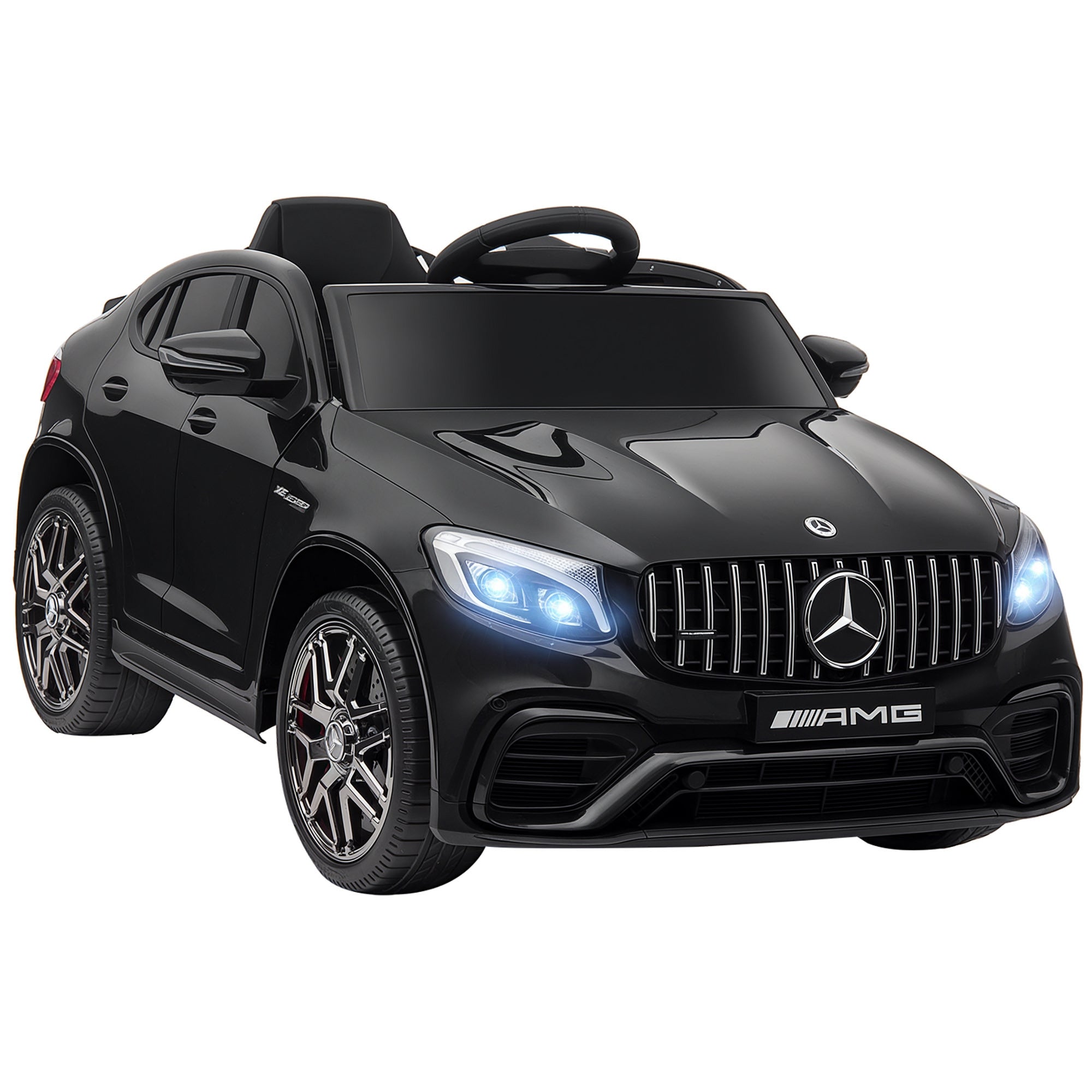 HOMCOM Bērnu transports 12V Mercedes-Benz AMG GLC63S COUPE Licencēta elektriskā automašīna ar tālvadību, drošības jostu un 2 x 35W motoriem MP337-60 Mēneši Melna 115 x 70 x 55 cm