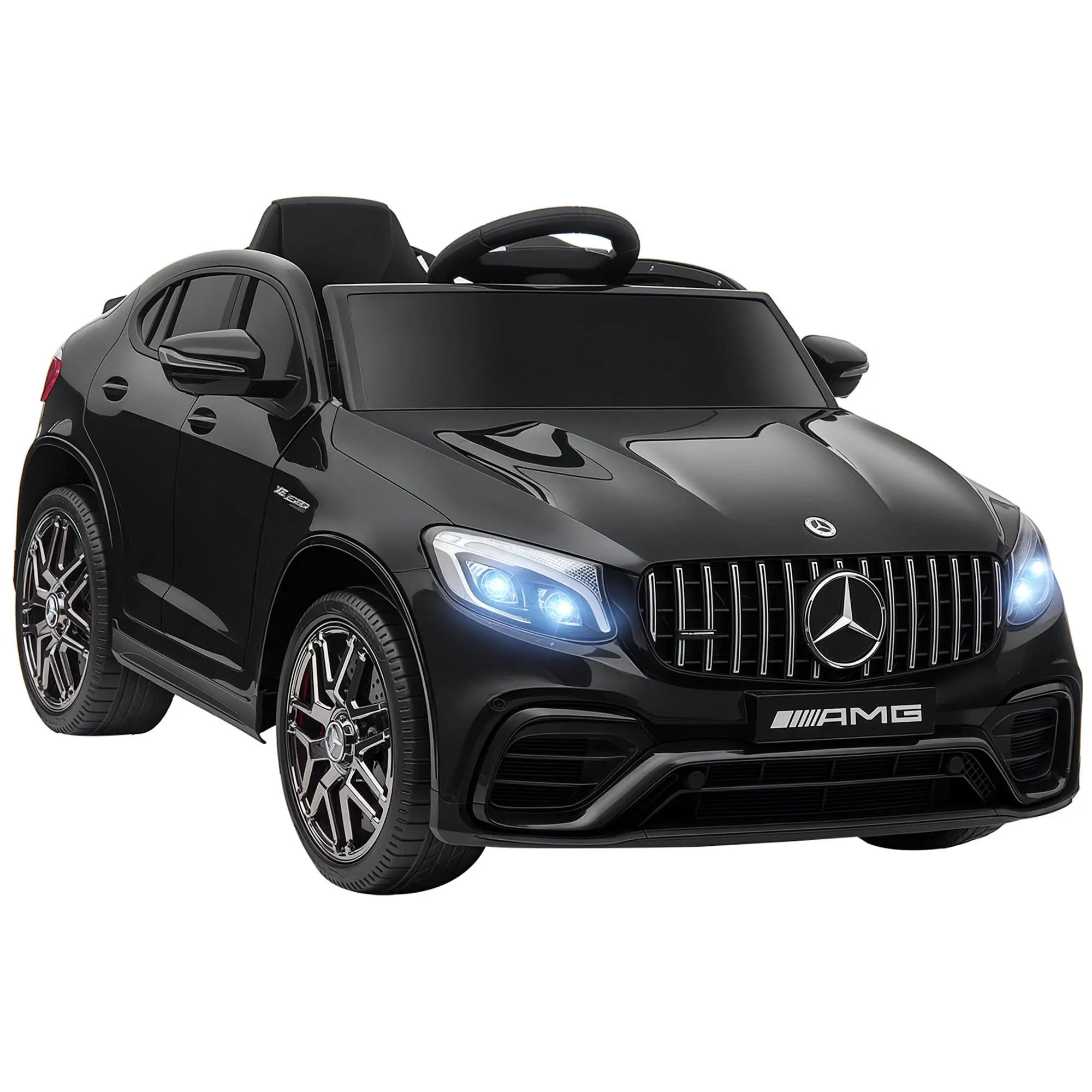 Kids Vehicle 12V Mercedes-Benz AMG GLC63S COUPE Licensed Electric Car with Remote Control Seat Belt 2 x 35W Motors MP3 37-60 Months Black 115 x 70 x 55 cm