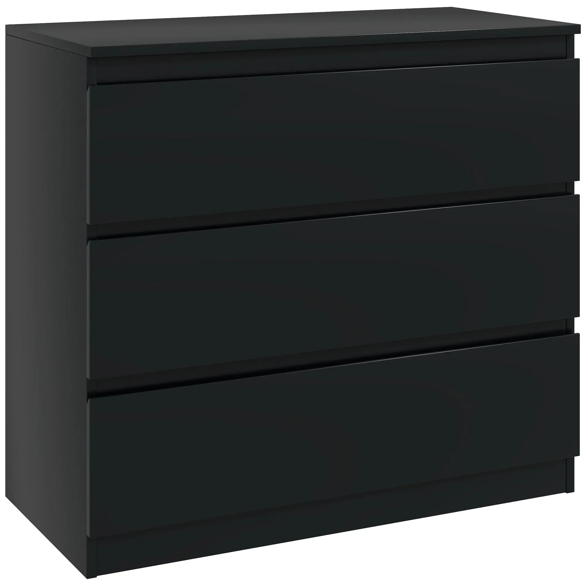 3-Drawer Chest — Modern Handleless Black Dresser with Soft-Close Mechanism, 31.5 x 15.4 x 28.7 in