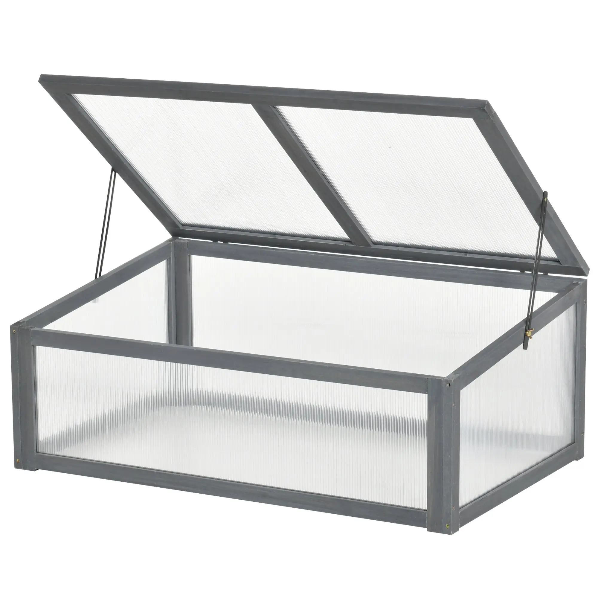 Cold Frame Wood, Mini Greenhouse 100 x 65 x 40 cm, Greenhouse with Cover, UV Protection, Light-Transmitting Cold Frame Box, Winterproof Raised Bed for Garden, Gray