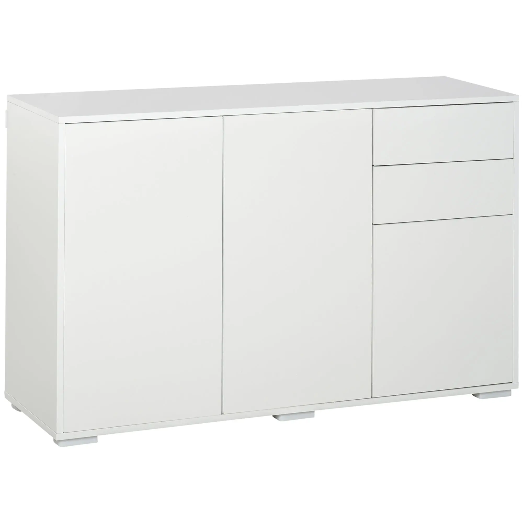 Storage Buffet Cabinet with 2 Sliding Drawers 3 Doors Adjustable Shelf Particle Board Panels 117 x 36 x 74 cm White