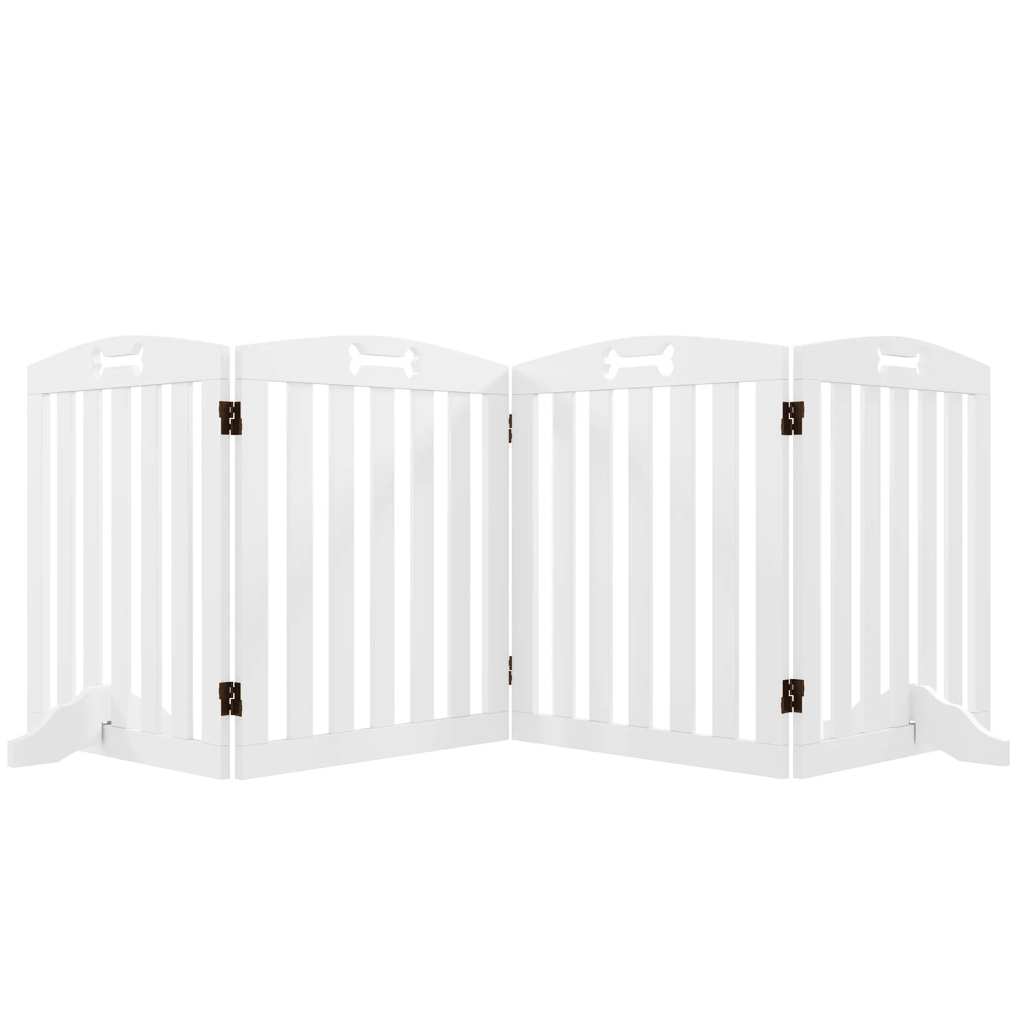 Dog Barrier, 4-panel, 207.5 x 61 cm Folding Door Guard with 2 Support Feet, Freestanding Dog Barrier, Stair Gate for Medium Dogs, for Hallway, Stairs, White