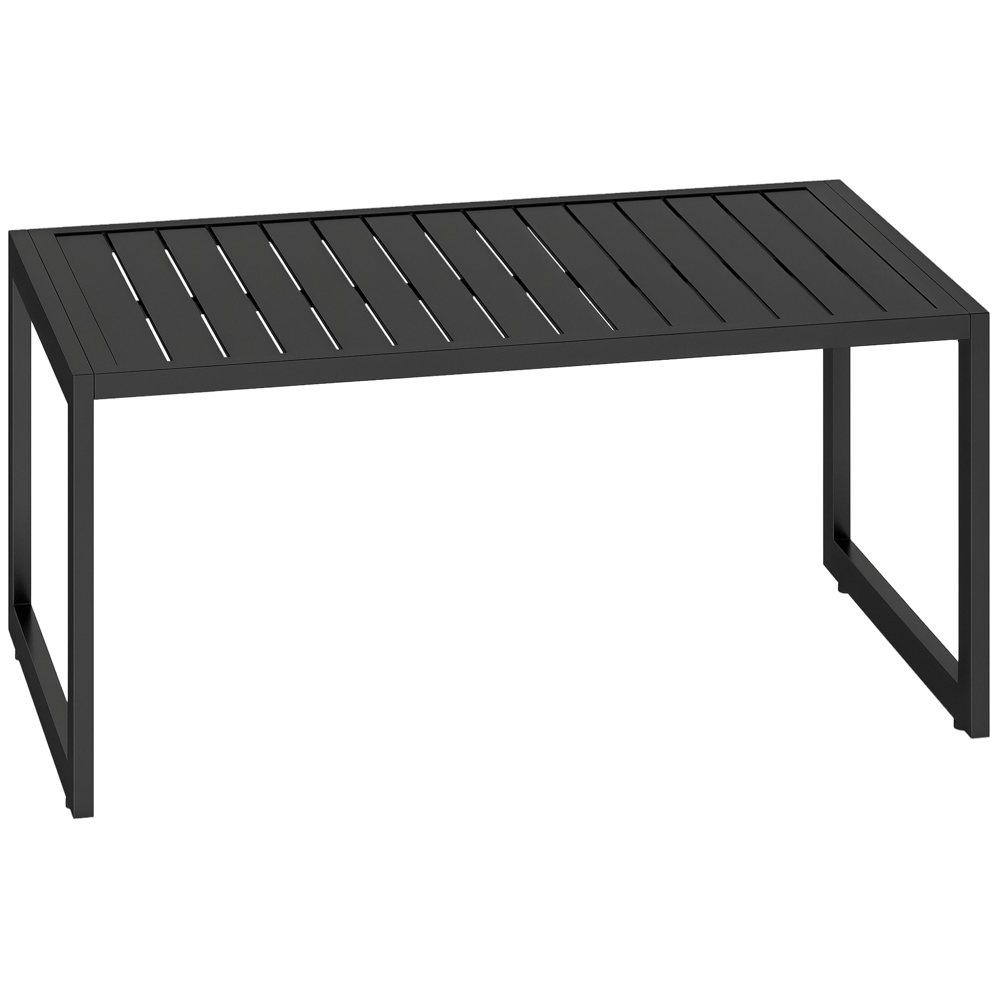 Side Table with Slatted Design, Outdoor Coffee Table made of Aluminum, Weatherproof Garden Table, Easy to Clean Sofa Table for Balcony Garden Terrace, 90 x 50 x 42 cm, Black