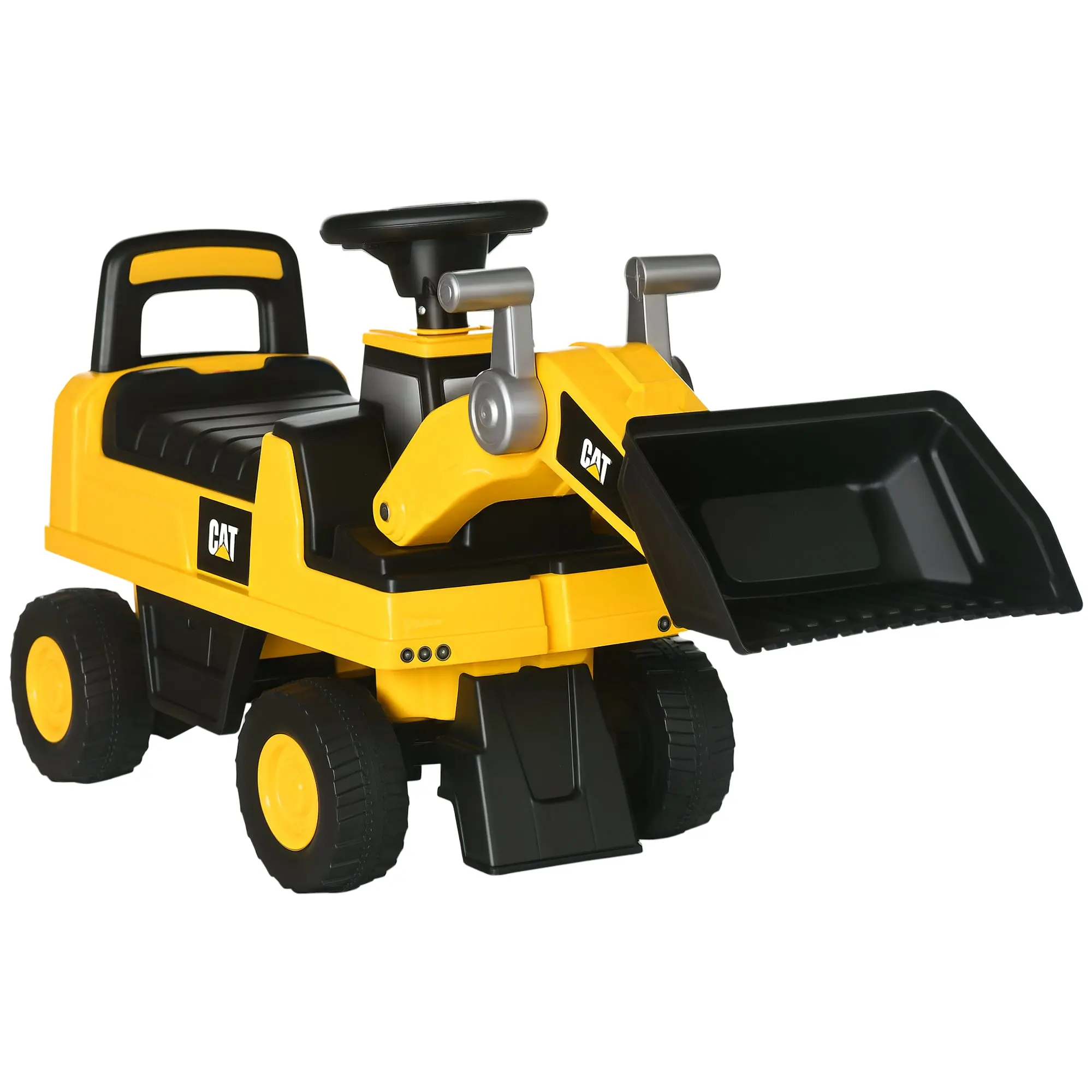 Seat Digger Ride-On Digger with Adjustable Shovel, Horn, Storage under Seat, Ride-On Toy Digger for Sitting Up to 25kg, Ride-On for Children from 18 Months Yellow