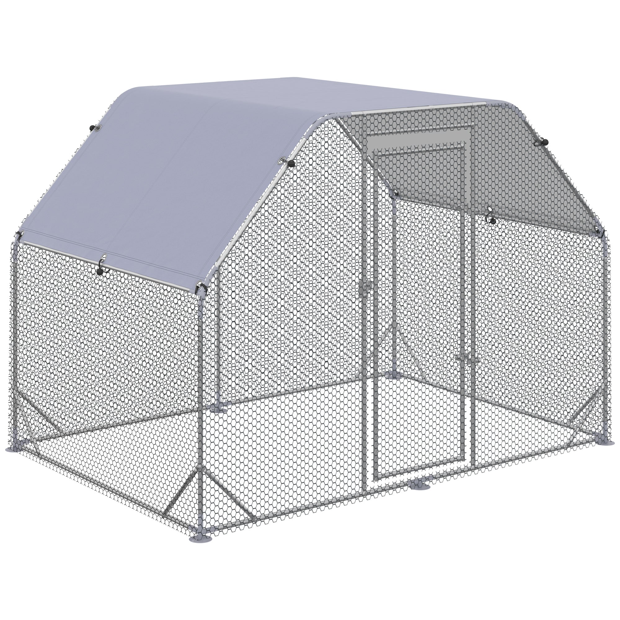 Chicken Coop Walk In Chicken Run Large Metal Poultry Cage with Waterproof UV Cover Lockable Door Outdoor Chicken Pen for Chickens Ducks Rabbits 280x190x195 cm
