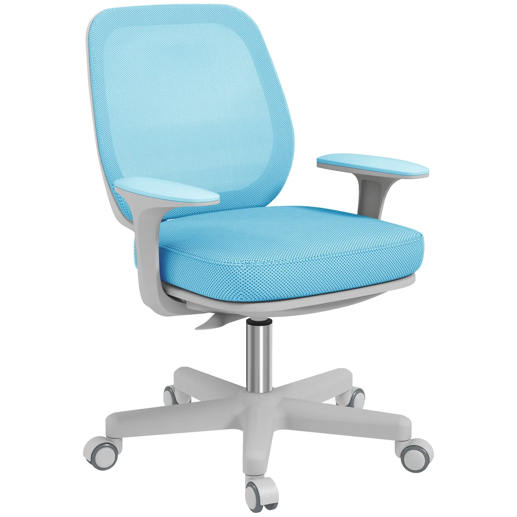 Ergonomic Chair in Breathable Fabric with 5 Wheels, Adjustable Office Chair, 55x48x82.5-94.5 cm, Blue