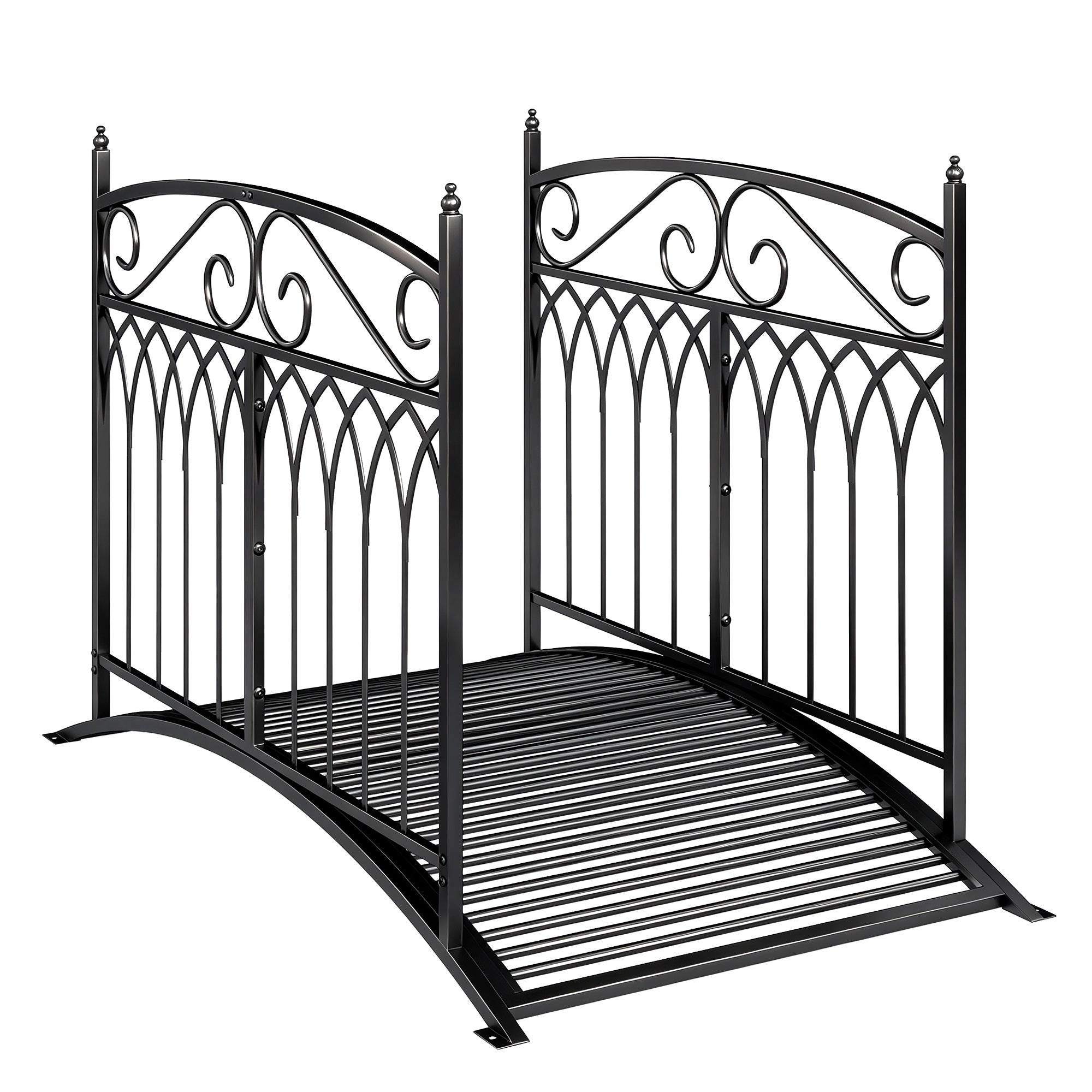 Outsunny Metall-Gartenbrücke, 135,5 cm – antiker Stil, rostbeständig, mit Sicherheitsgeländern