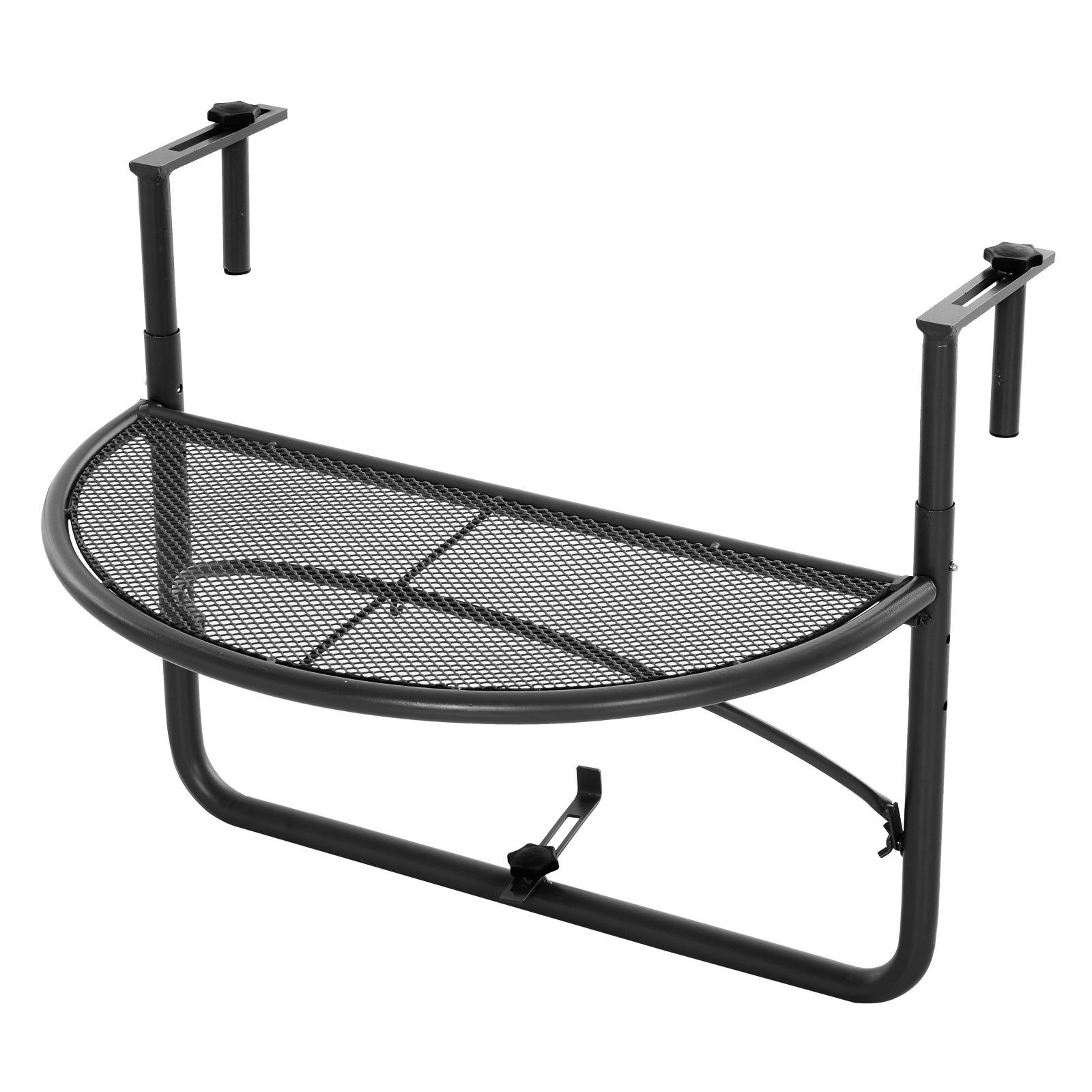 Полукръгла висяща маса за балкон Outsunny 60x45x50 см, регулируема по височина - Идеална за балконни парапети и тераси