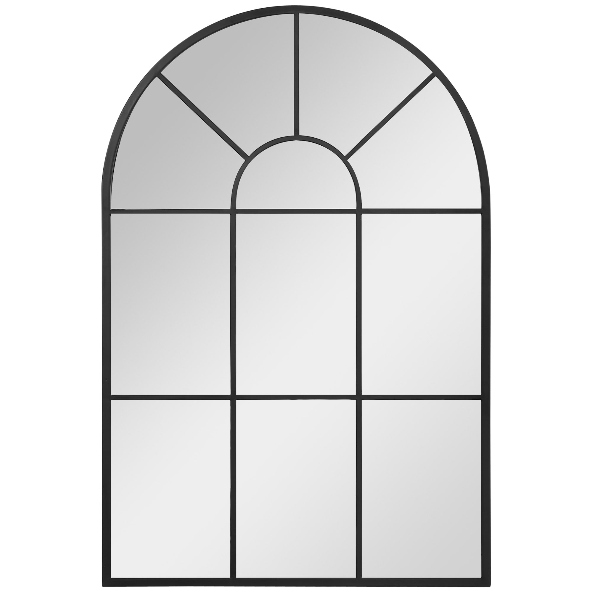 Wall Mirror 91 x 60 cm Window Mirror with Metal Frame Decorative Hanging Mirror Hall Mirror for Bedroom Living Room Black