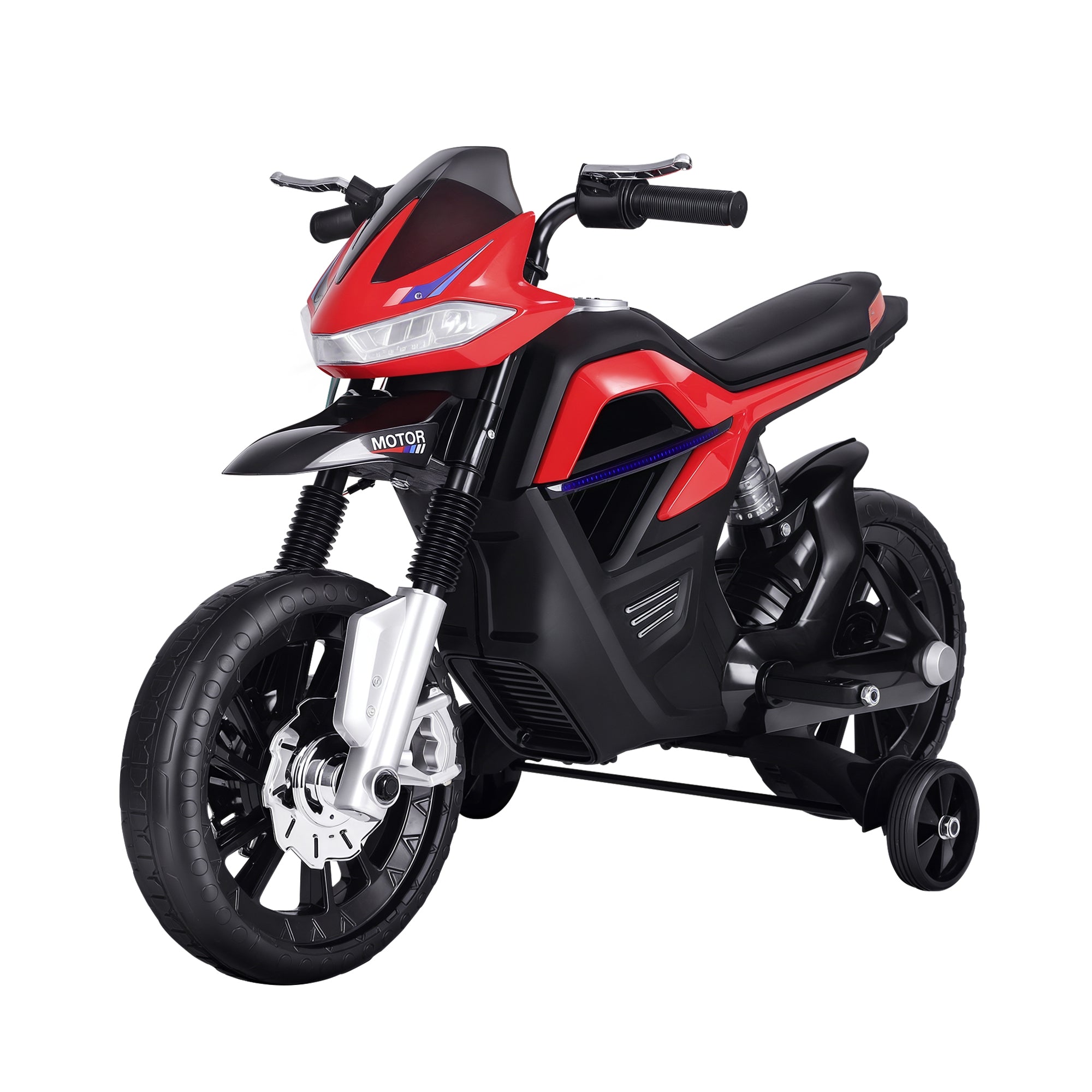 HOMCOM Kinder Elektro-Motorrad Spielzeugbike ab 3 Jahre 6V mit Lichtern und Musik 105x52.3x62.3cm Rot