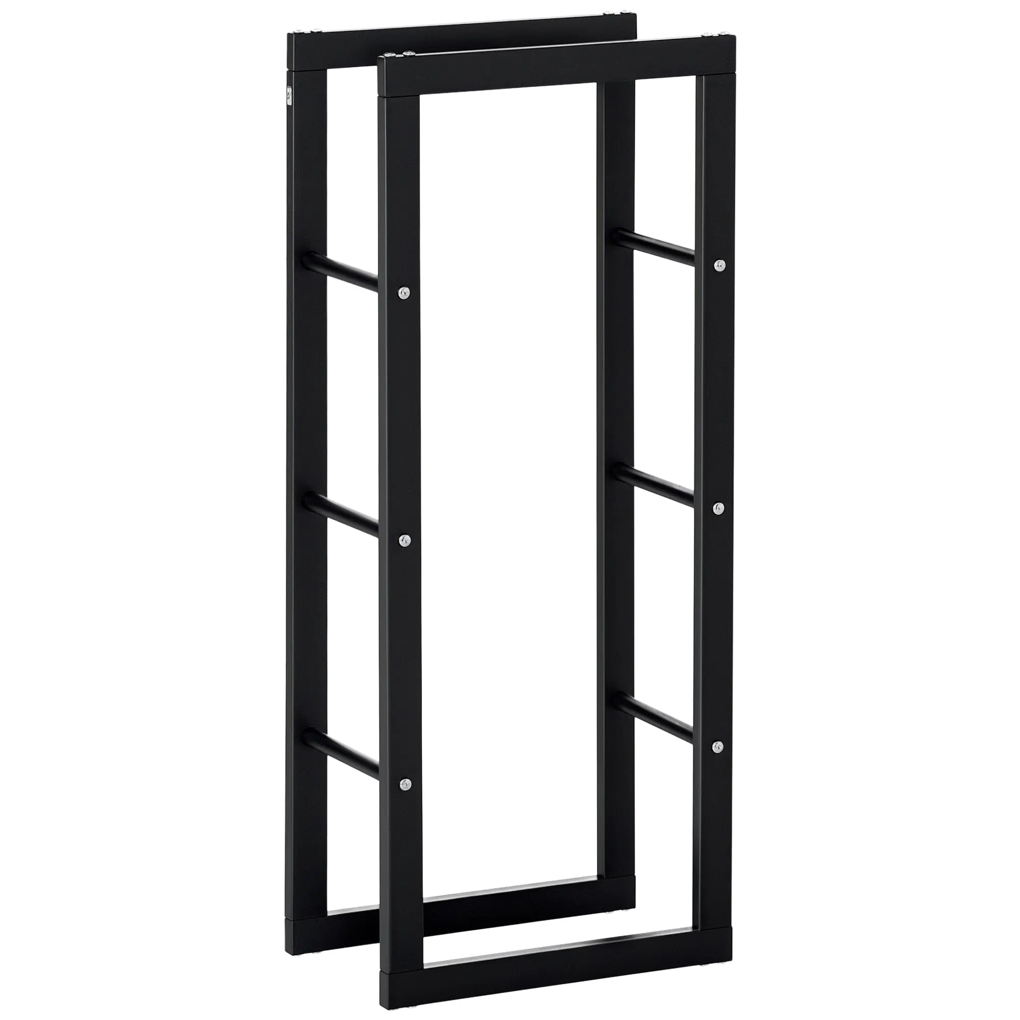 Firewood Rack Metal 40 x 25 x 100 cm Firewood Storage Aid Steel Frame up to 100kg Firewood Stacking Aid Outdoor Wood Rack Firewood Rack for Garden Terrace Outside Black