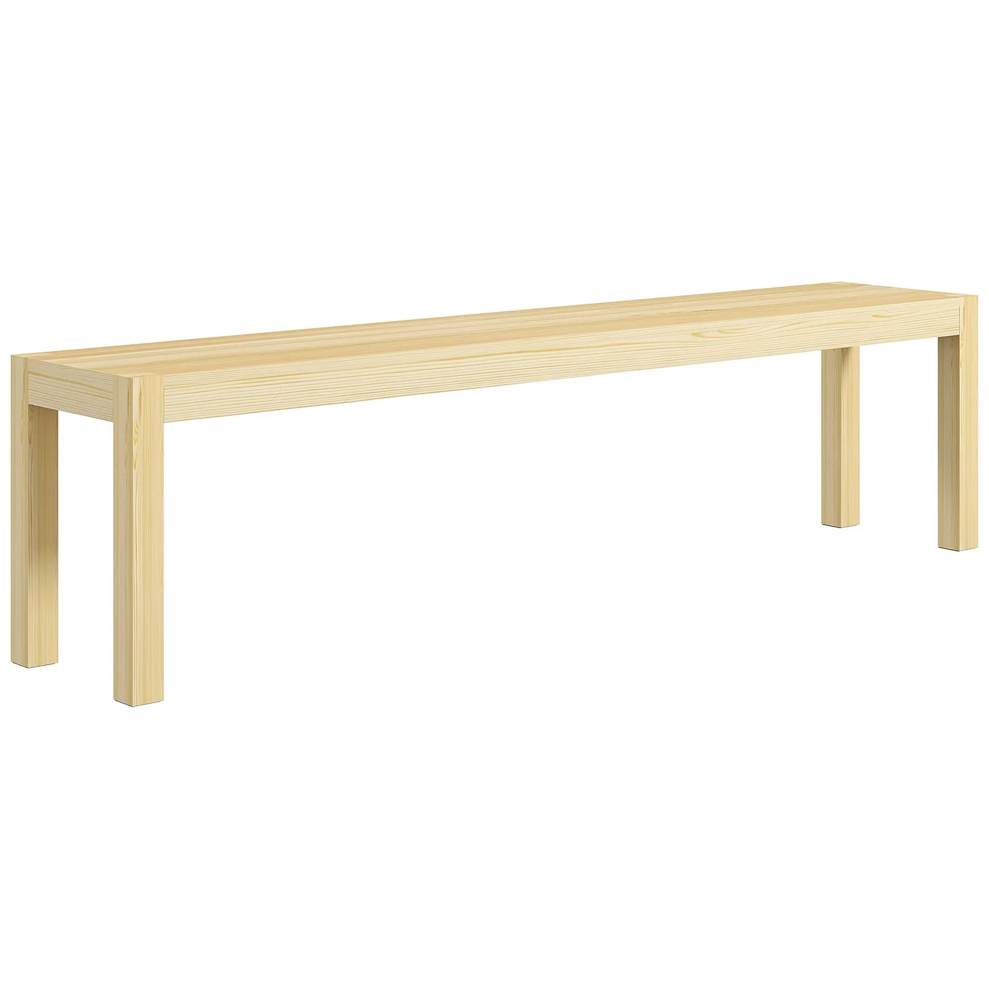 3-Seater Wooden Bench Country Style, Bench for Living Room, Kitchen, Entrance, Pine Wood, Load Capacity up to 330 kg, 175 x 33 x 45 cm, Natural